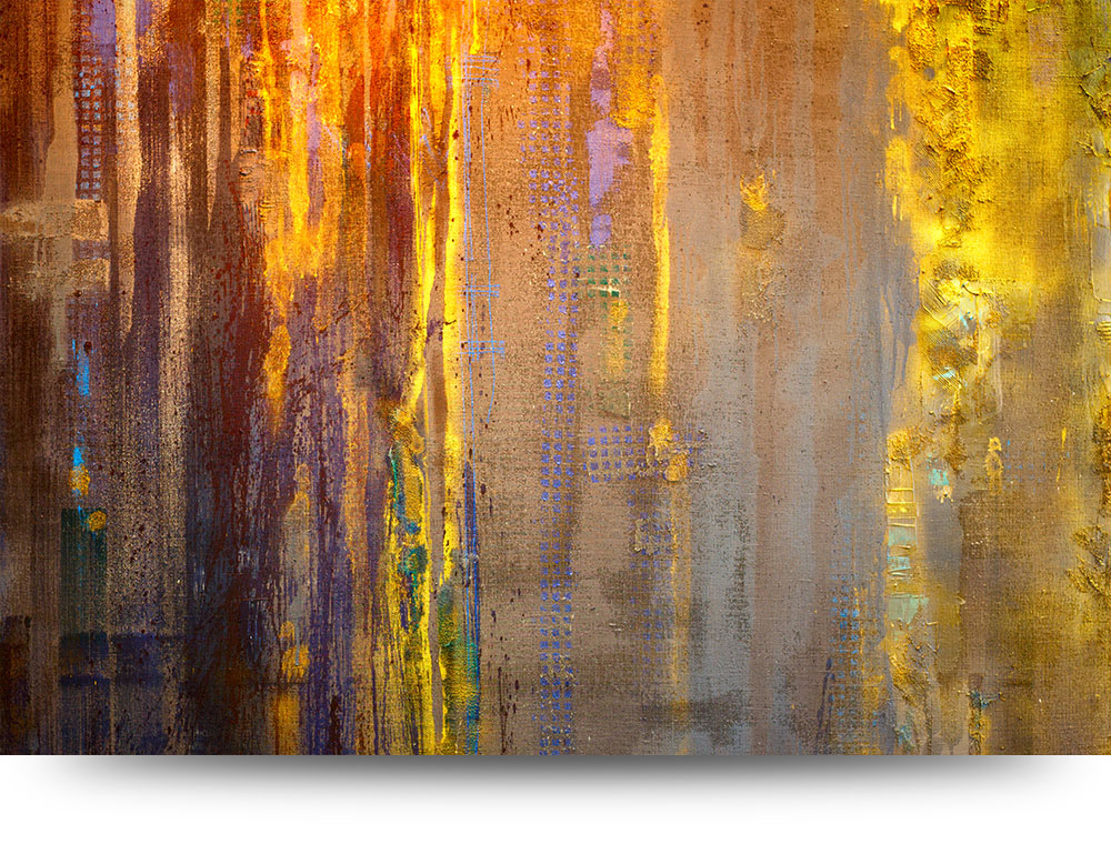Abstract schilderij geel-goudkleurig - Canvas schilderij 200 x 100 cm