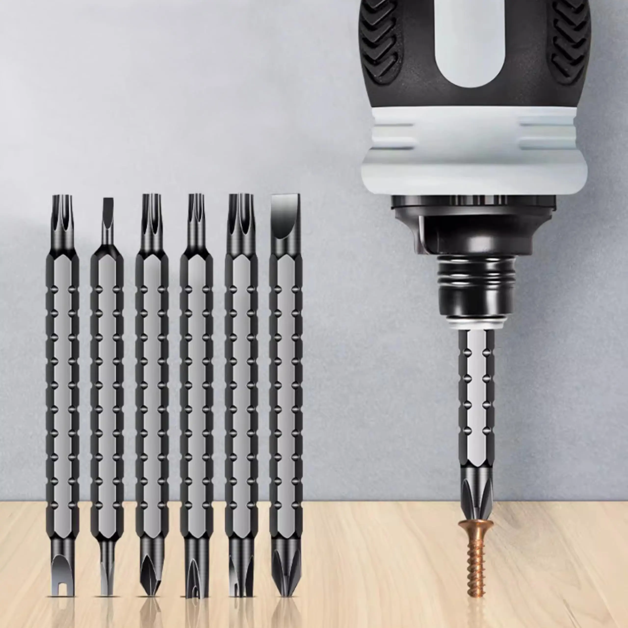 Short ratchet screwdriver CR-V hardened hard dual-purpose screwdriver head Telescopic dual-purpose screwdriver cross Slotted screwdriver head Screwdriver powerful magnetic multi-function Fathers Day Gift
