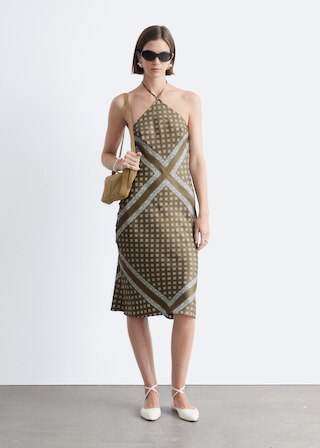 & Other Stories SILK HALTERNECK MIDI DRESS
