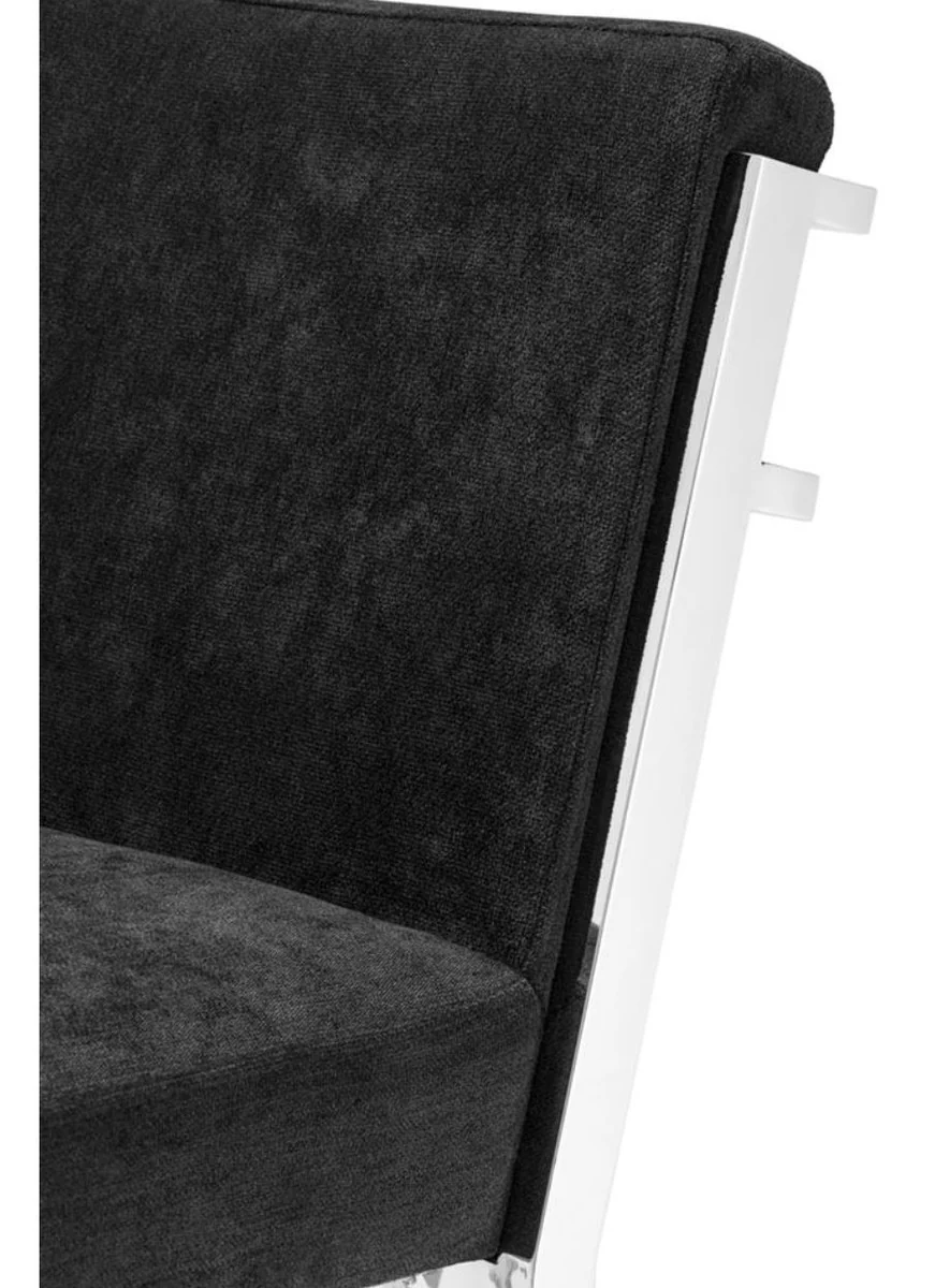 Luxury bar chair black / silver 43 x 54 x H. 101 cm - designer stainless steel bar stool with velvet fabric - bar furniture