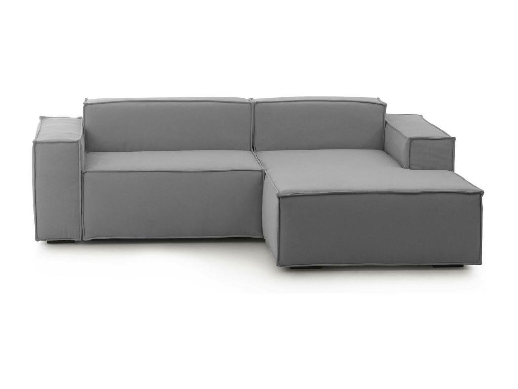 Sofá fijo Dgatta, Gran Sofá modular de 2 plazas con península a la derecha, 100% Made in Italy, Sofá moderno en tela, Cm 240x170h70, Gris