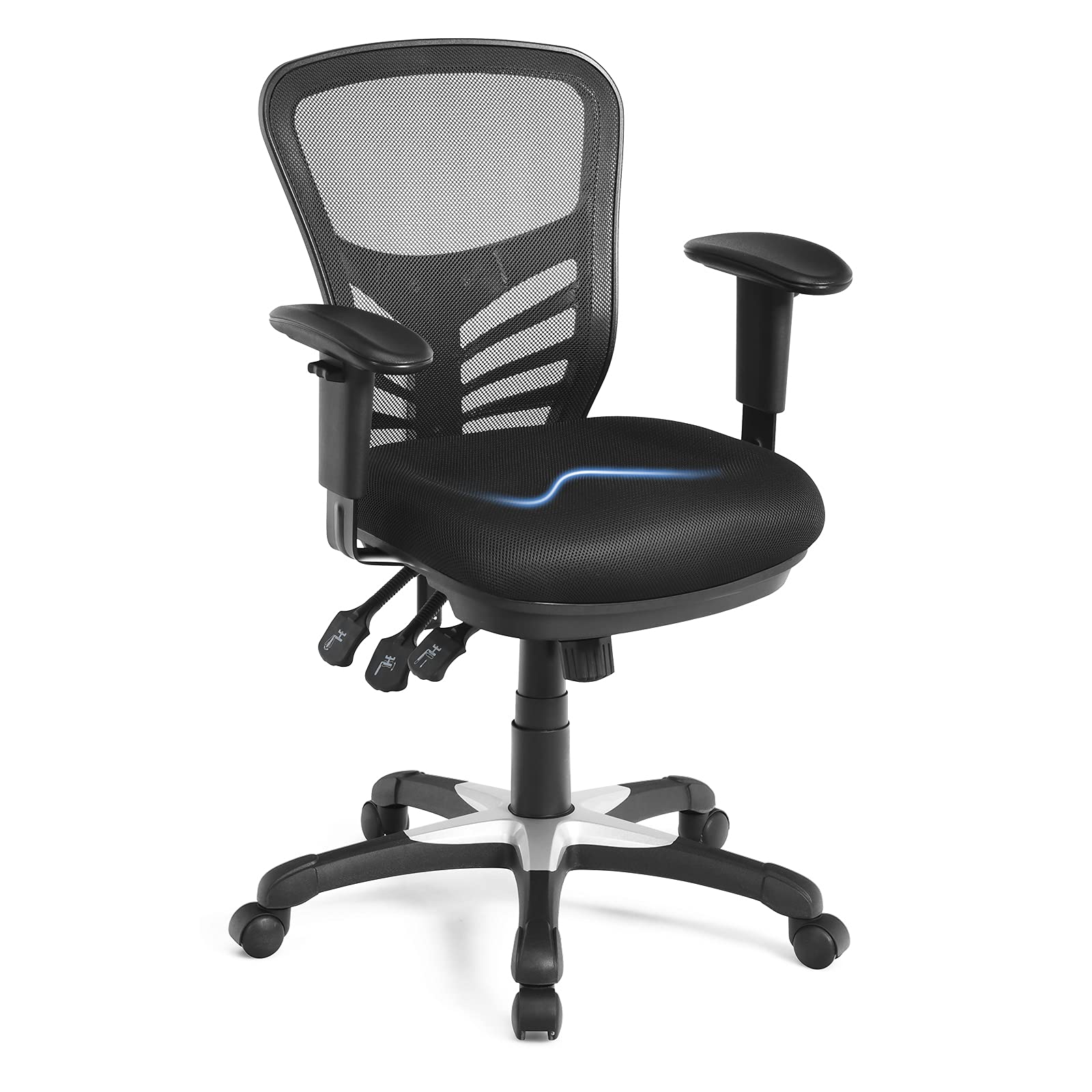 BEFOUNDLOVELY Mid-Back Managers Mesh Office Chair with Height Adjustable Backrest & Armrest, Seat Tilt Adjustment