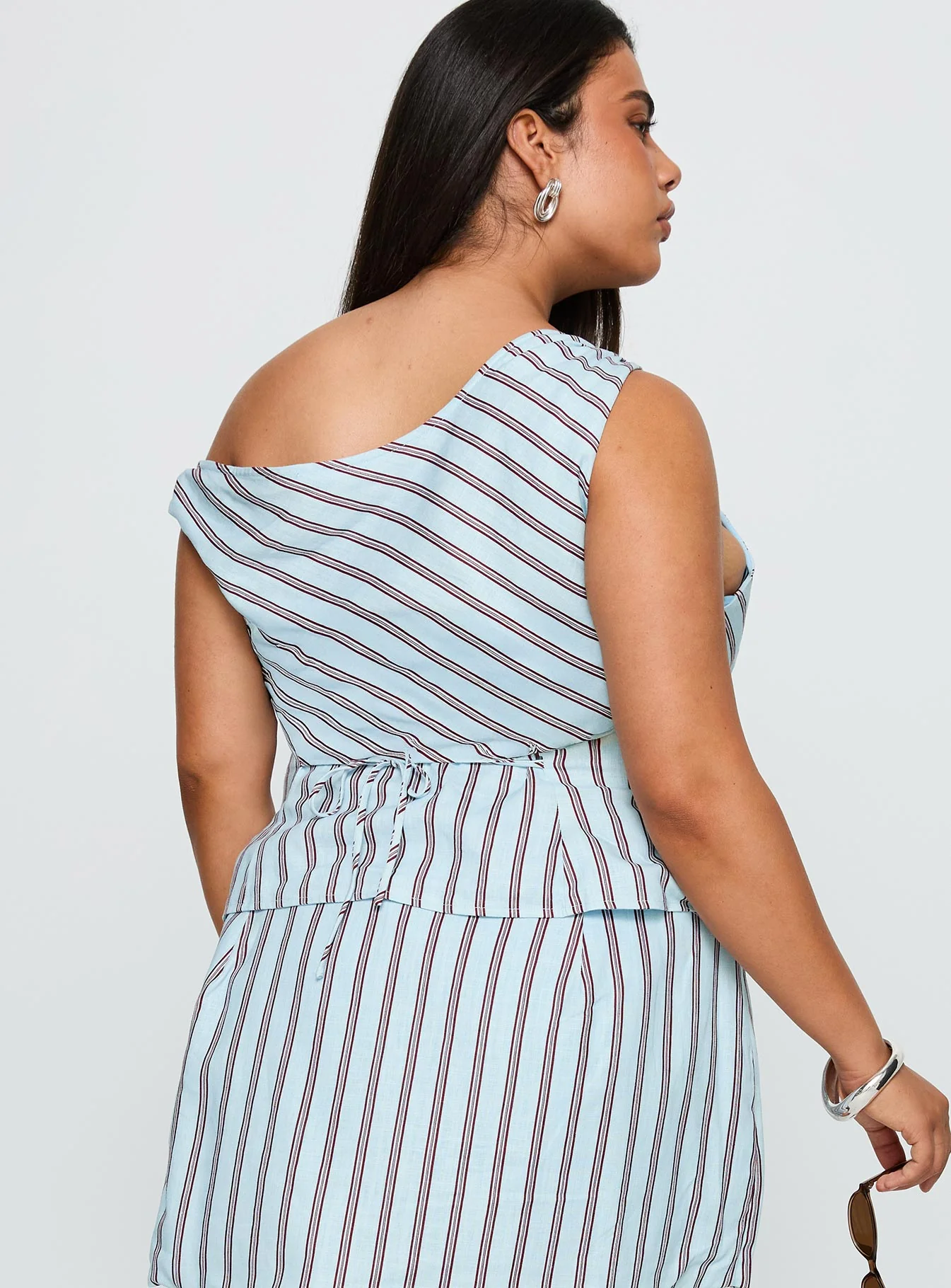 Del Rio Off The Shoulder Top Blue / Maroon Curve