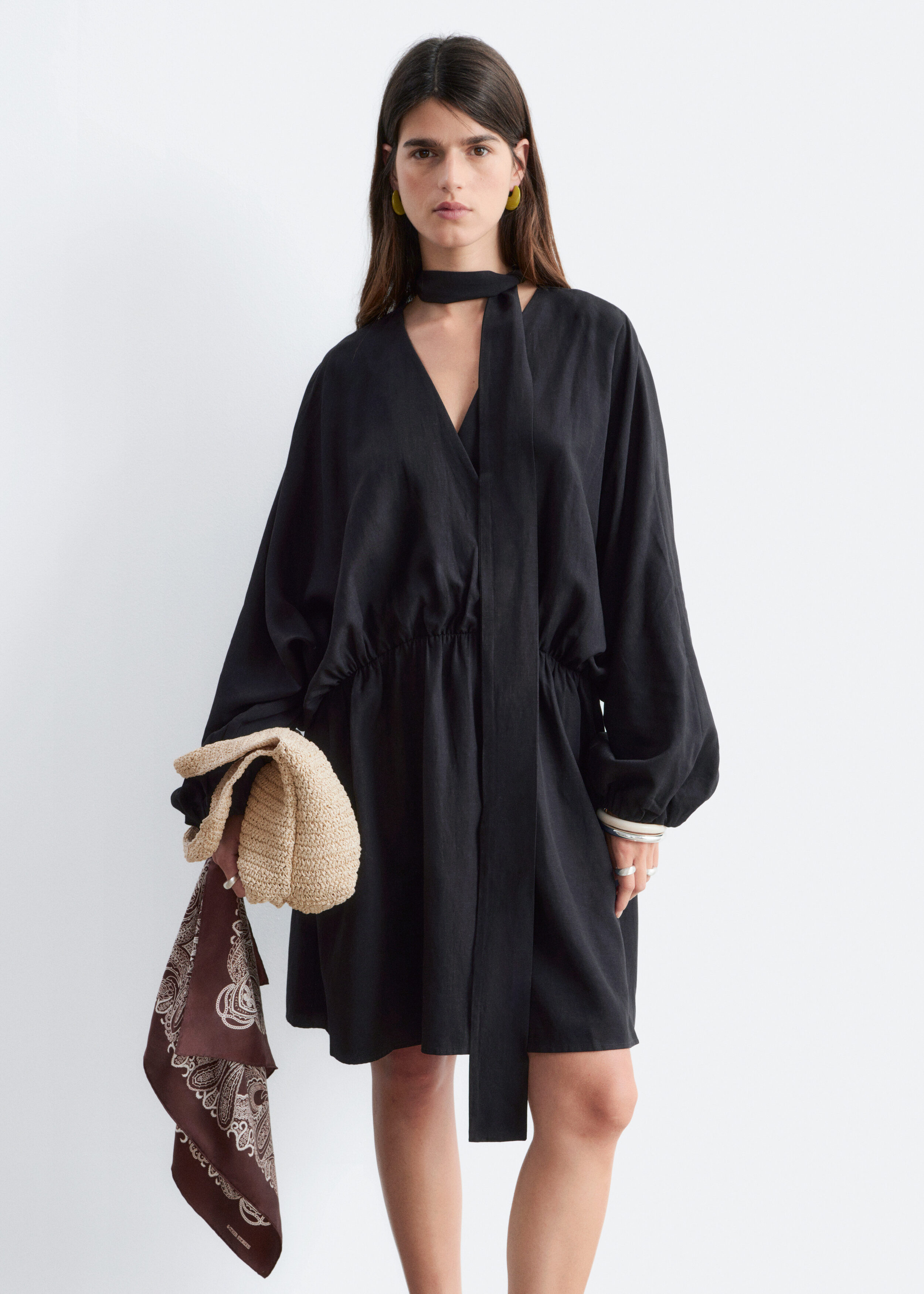 & Other Stories SCARF-DETAIL WRAP MINI DRESS
