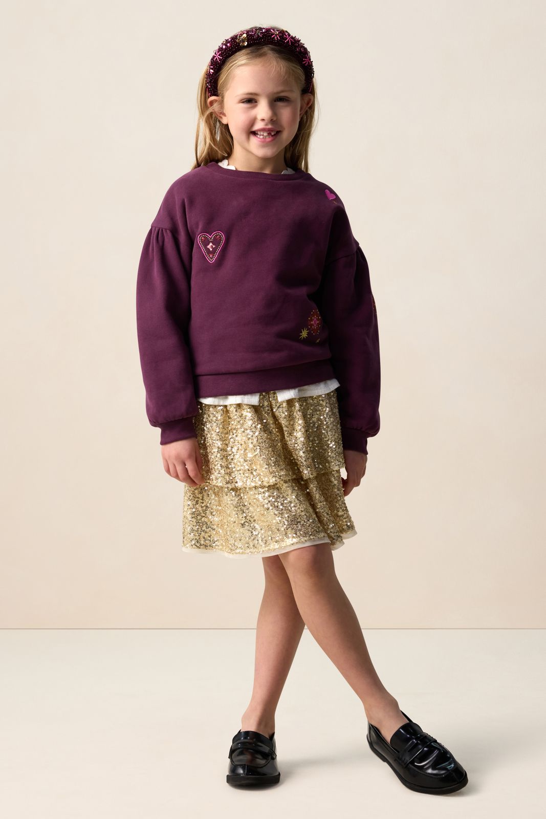 Donkerrode sweater met embroidery