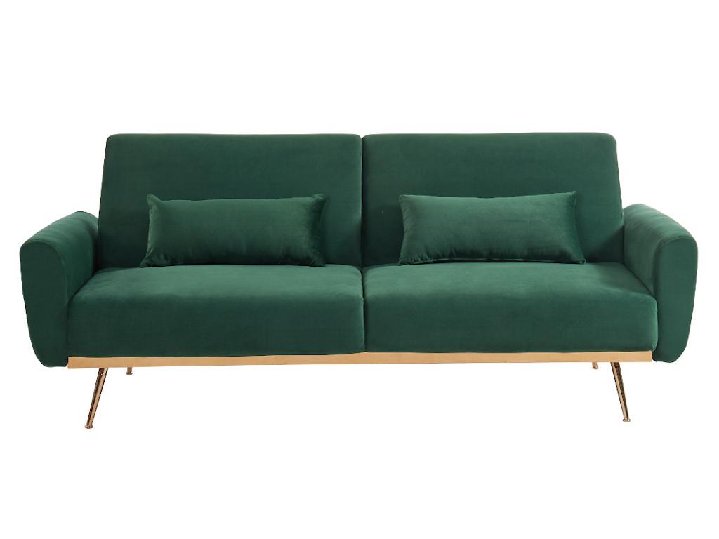 Sofá cama terciopelo verde - 3 plazas