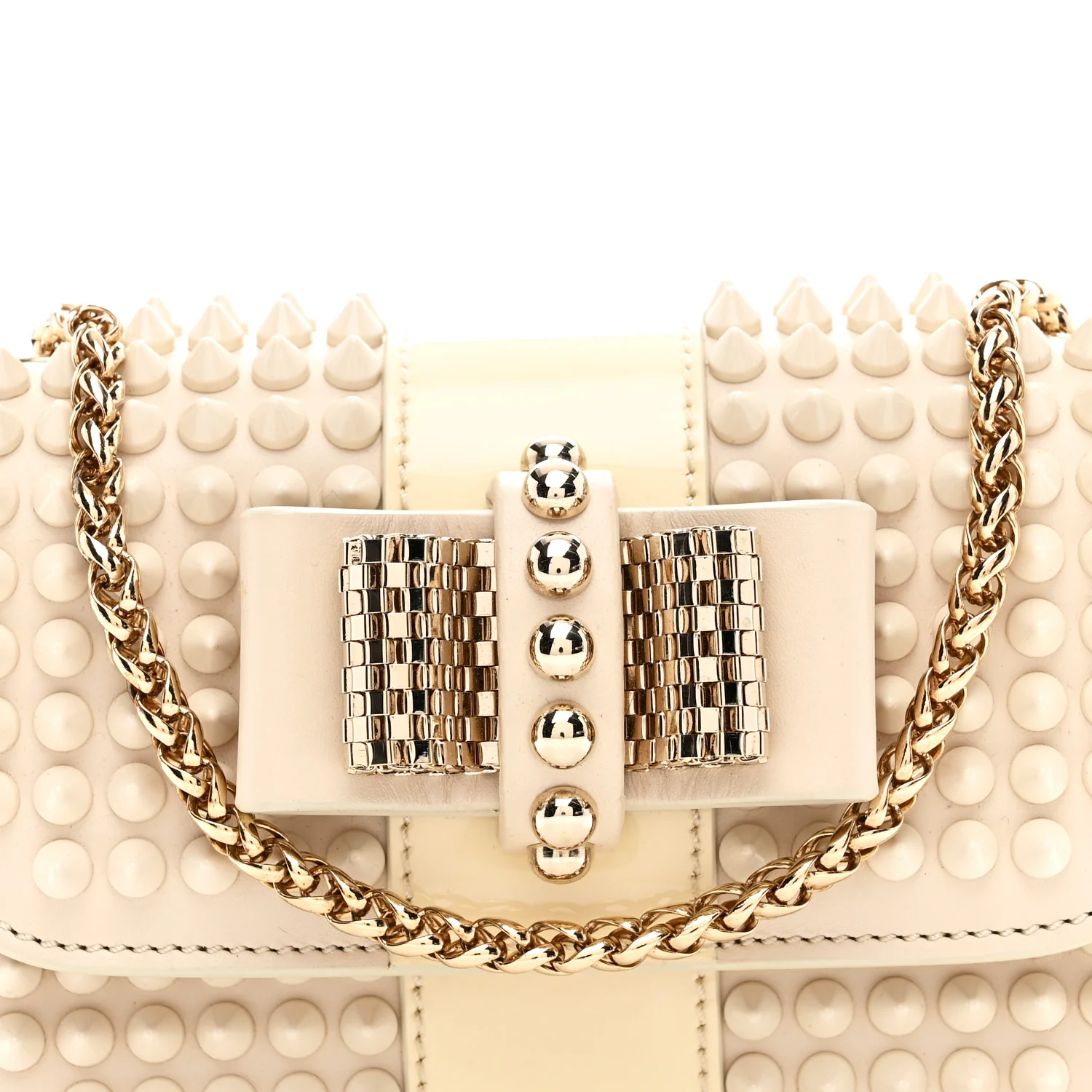 Calfskin Spikes Sweety Charity Shoulder Bag Beige - Top Club