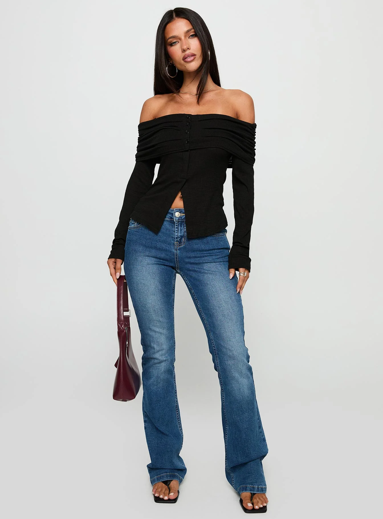 Victorea Off Shoulder Top Black