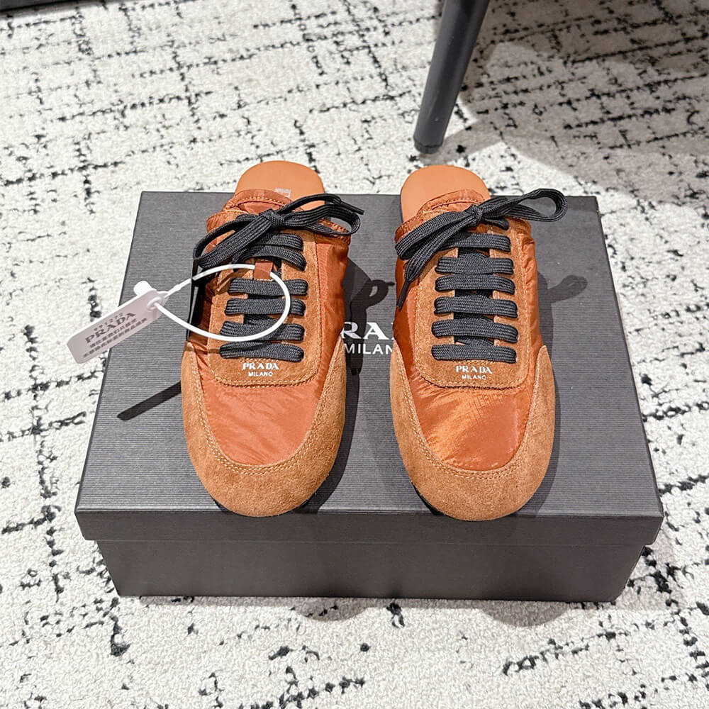 PRADA Collapse Re-Nylon and suede mules - Top Club