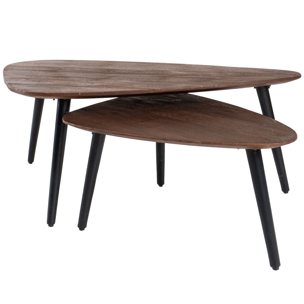 Salontafel Jamal - Espresso Mangohout - Set van 2