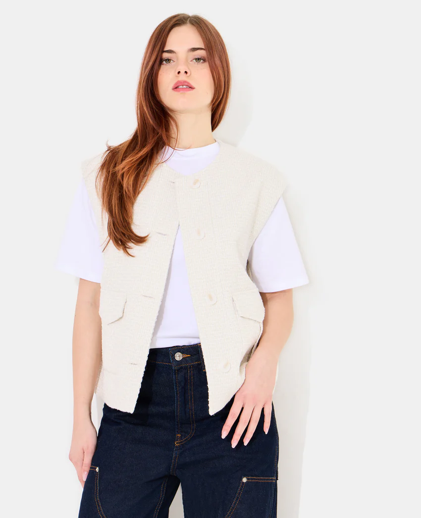Pimkie Veste sans manches en tweed avec lurex