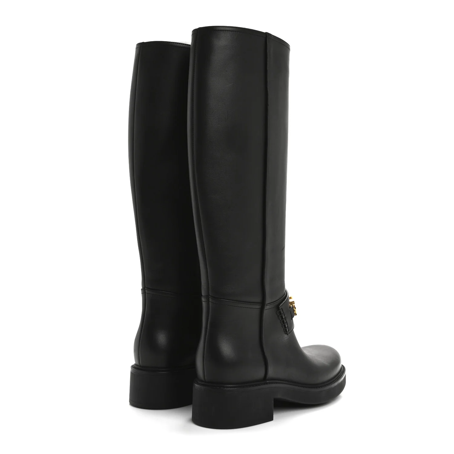 Calfskin Over The Knee Boots 37 Black - Top Club
