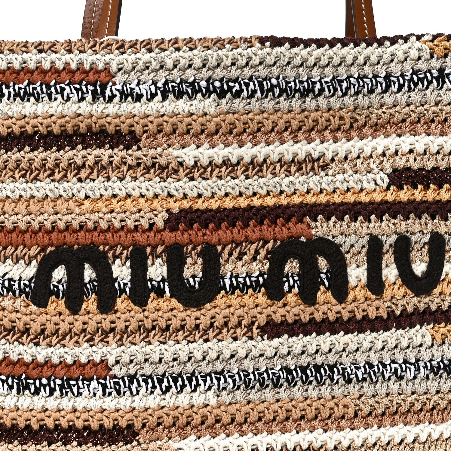Cotton Crochet Stripe Vertical Tote Bag Naturale - Top Club