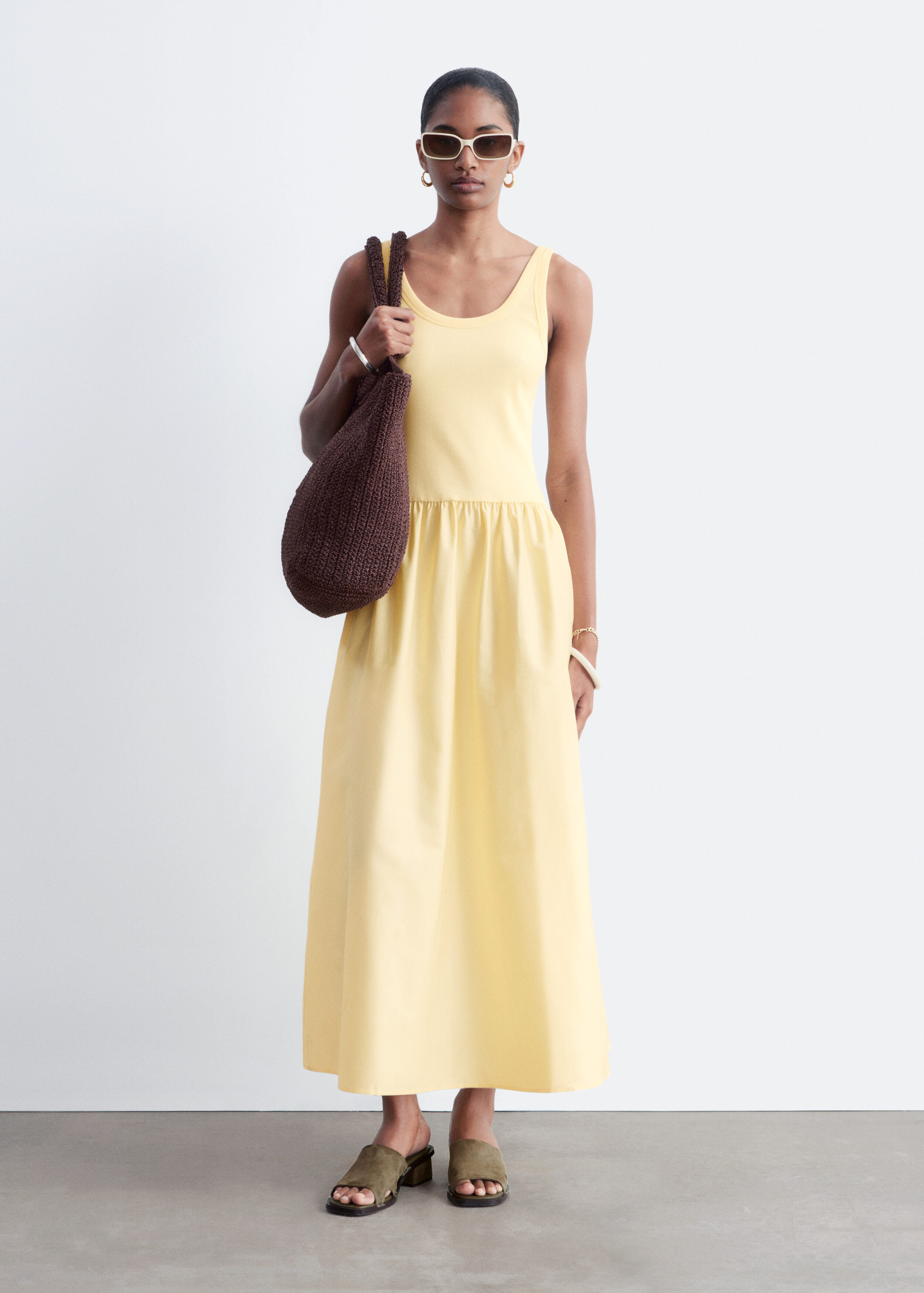 & Other Stories COTTON RIB MIDI DRESS