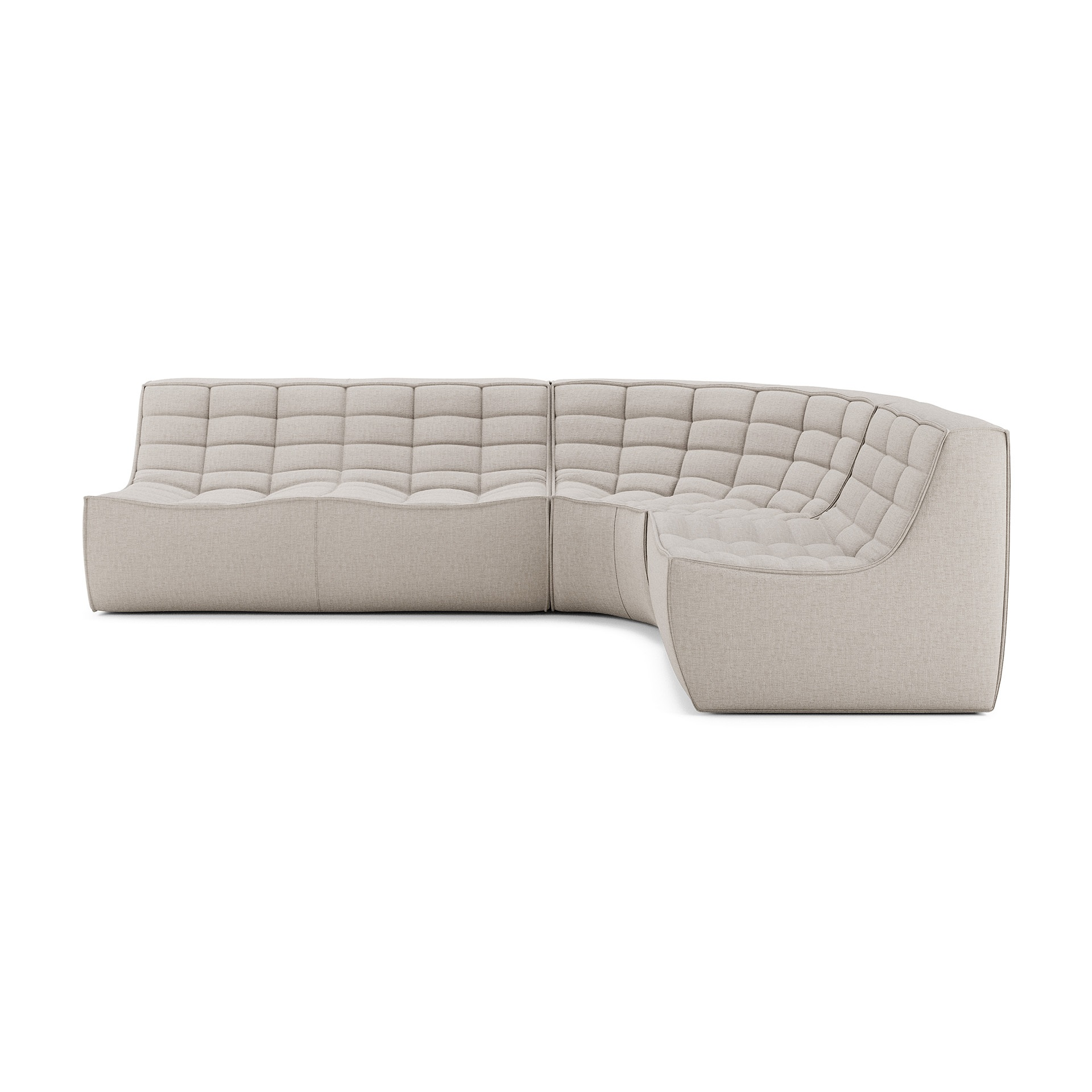 Modulaire bank N701 beige set 1 + 2 seat 90° ronde hoek
