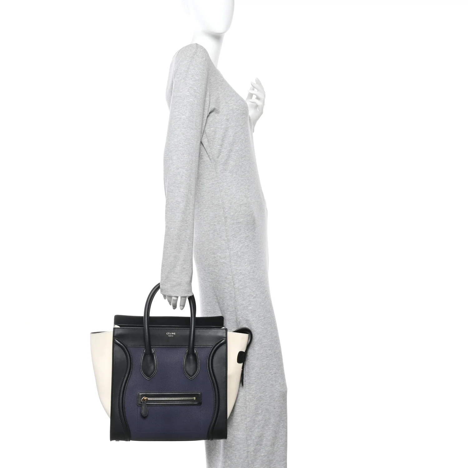 Velluto Calfskin Mini Tri-Color Luggage Navy