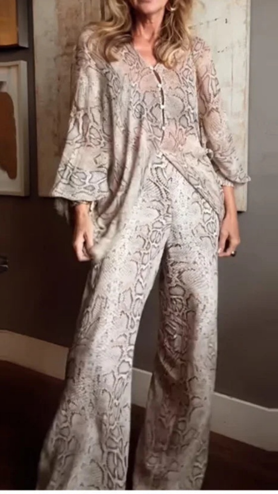 Women's Snake-Print Light Luxury Casual Two-Piece Set - Nordfashionstorm - Women's Clothing, Fashion for You - Nordfashionstorm.com