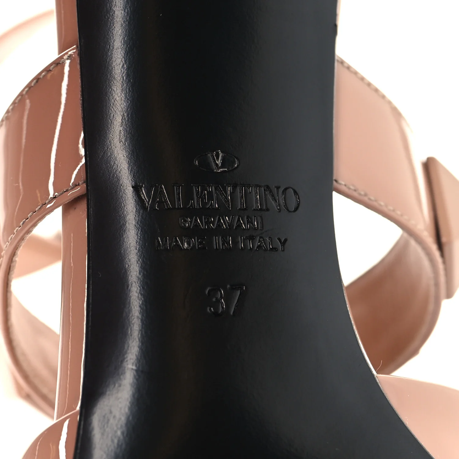 Patent Enamel Monochrome Roman Stud Ankle Strap 80mm Pumps 37 Rose Cannelle - Top Club