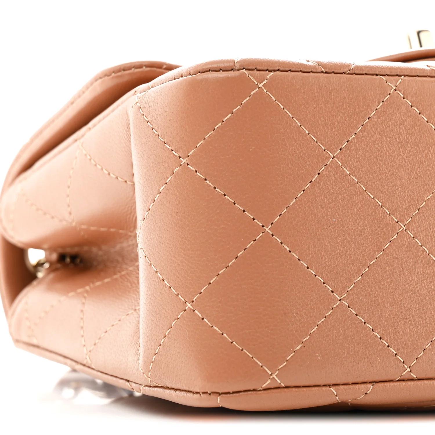 Lambskin Quilted Mini Square Flap Brown - Top Club