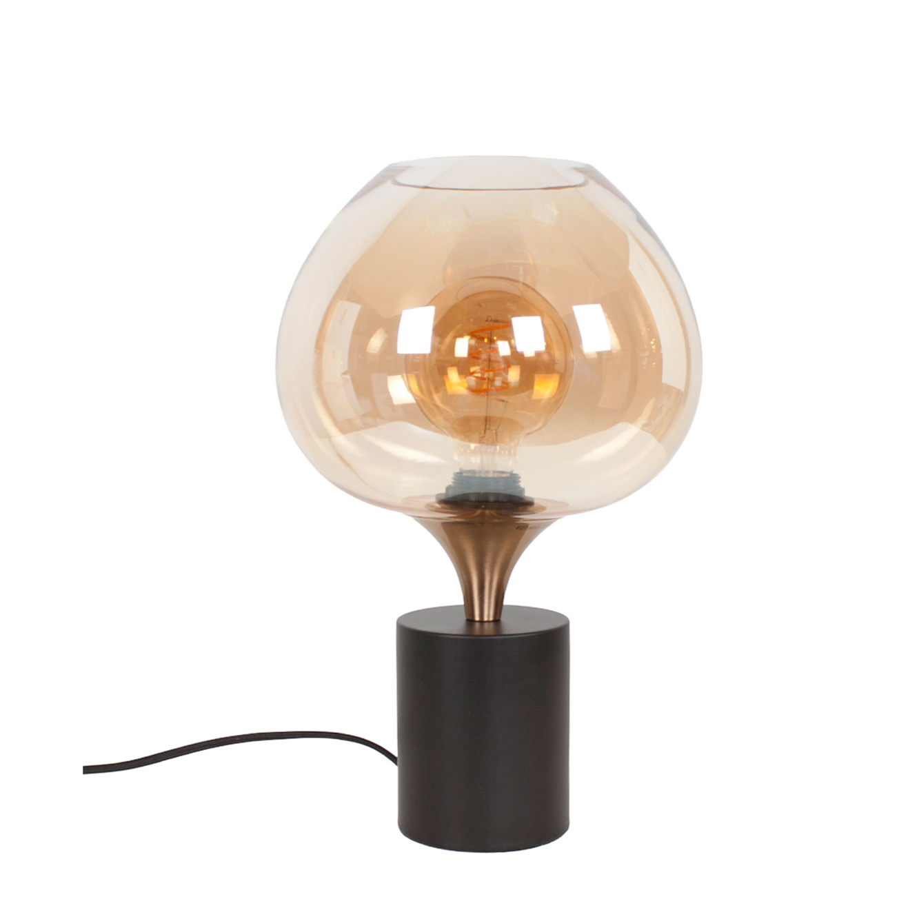 Tafellamp Fresu 1-Lichts brons/amber
