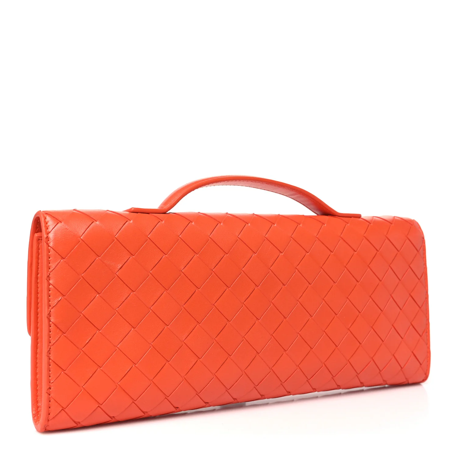 Nappa Intrecciato Long Andiamo Top Handle Clutch Cherry Tomato - Top Club