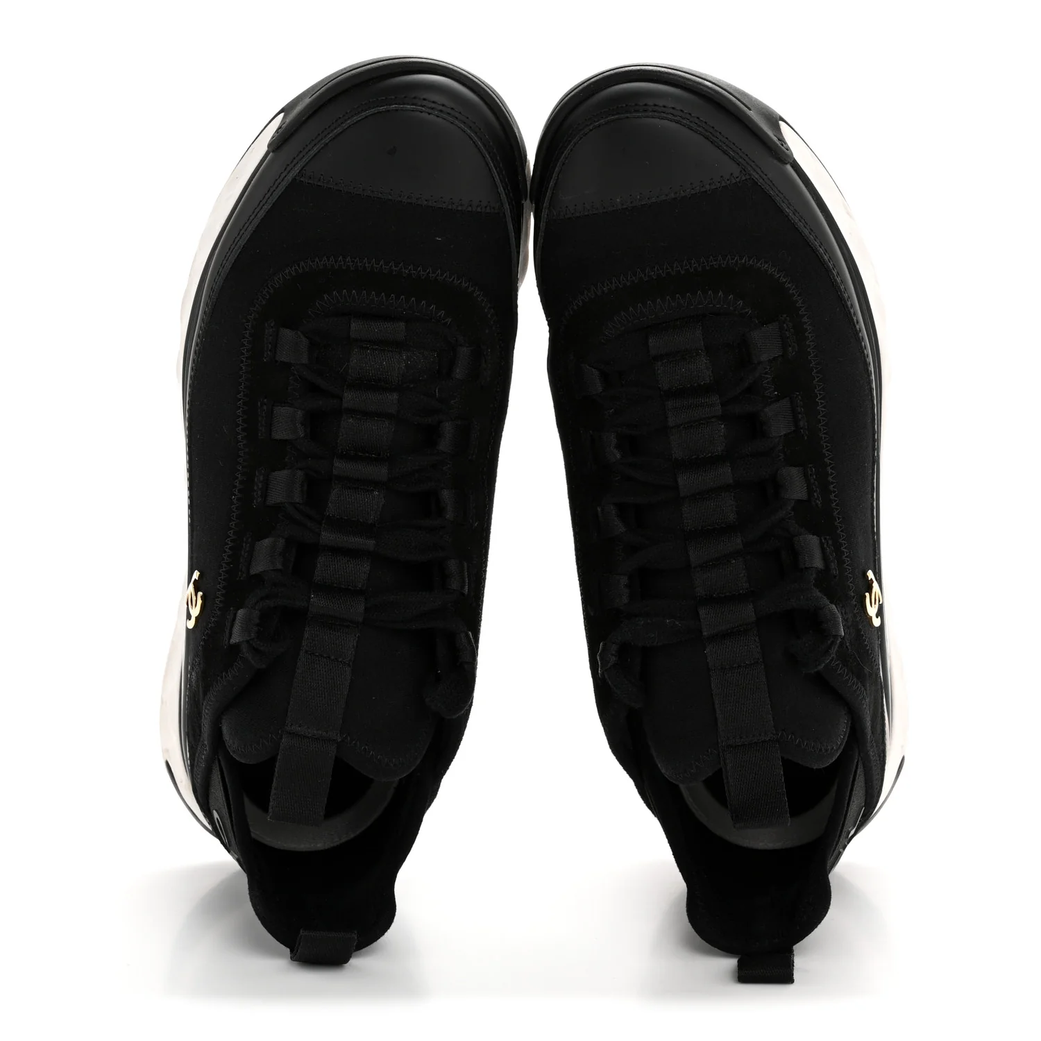 Velvet Calfskin Mixed Fibers CC Sneakers 38 Black