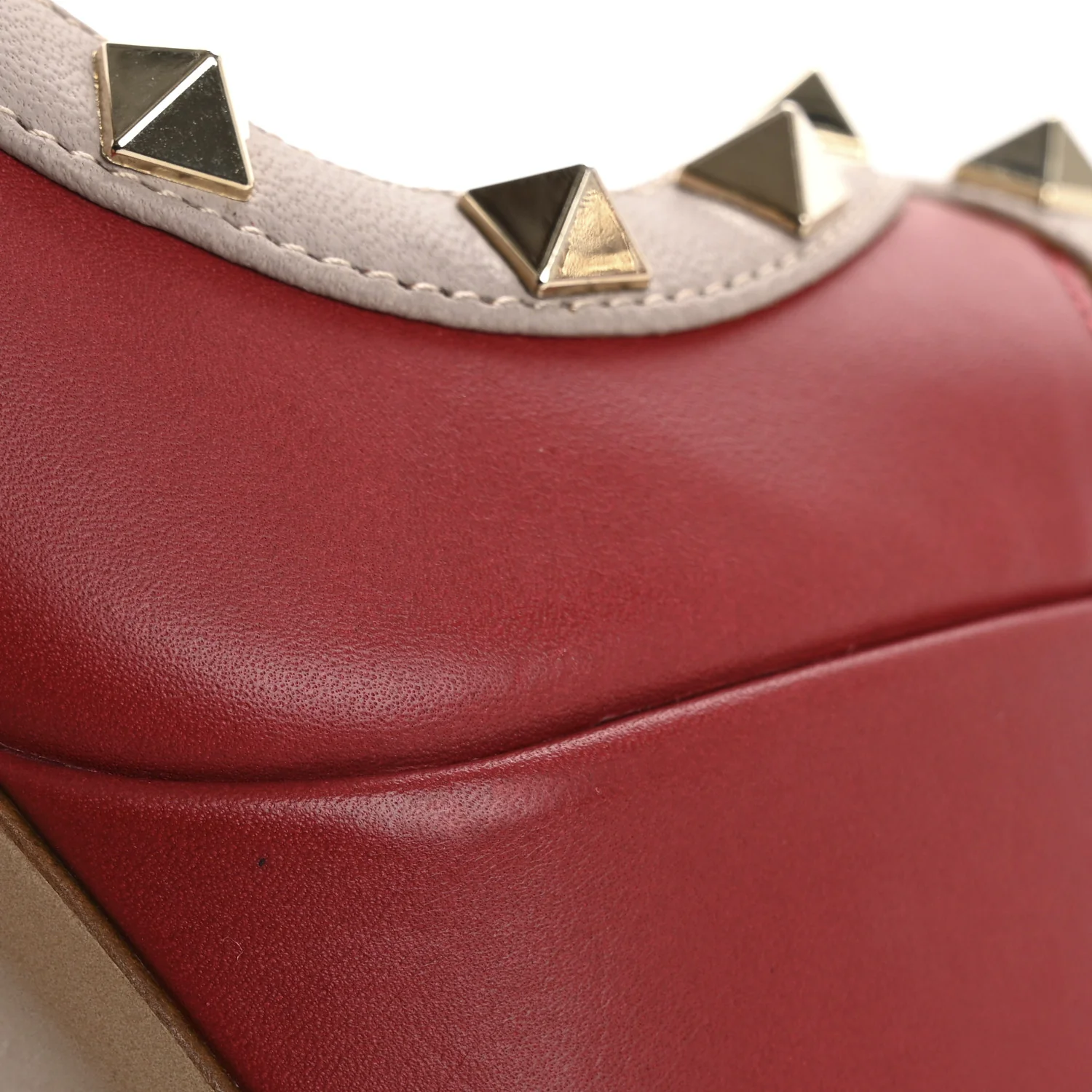 Nappa Rockstud Peep Toe Platform Pumps 36 Poudre Rosso - Top Club