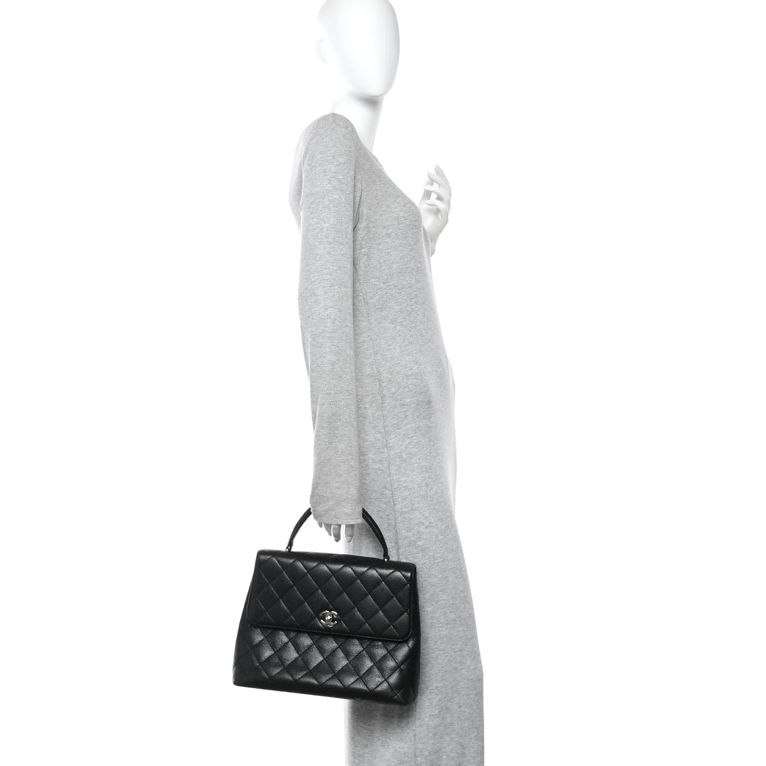 Caviar Quilted Jumbo Kelly Flap Black