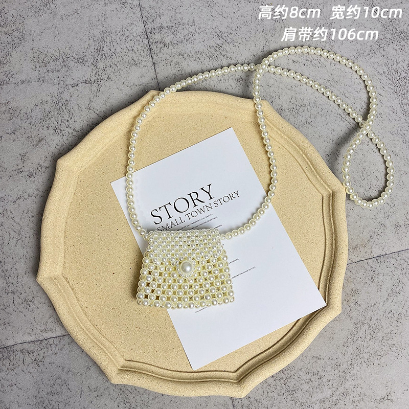 2023 Summer Pearl Bag for Women, Internet Celebrity Small Crossbody Bag, Versatile Mini Vintage Handmade Woven Ins Pearl Bag