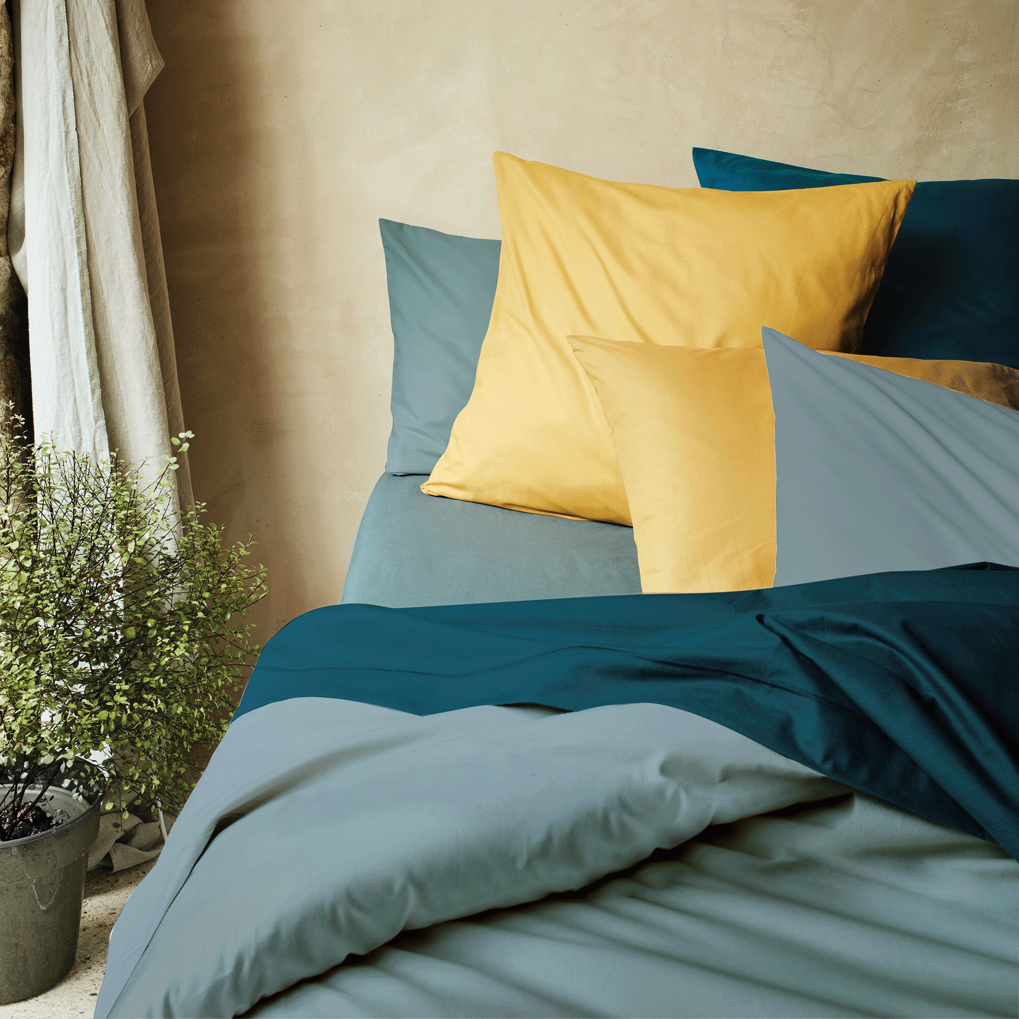 CALANQUES - Housse de couette en coton 140x200cm - bleu calaluna