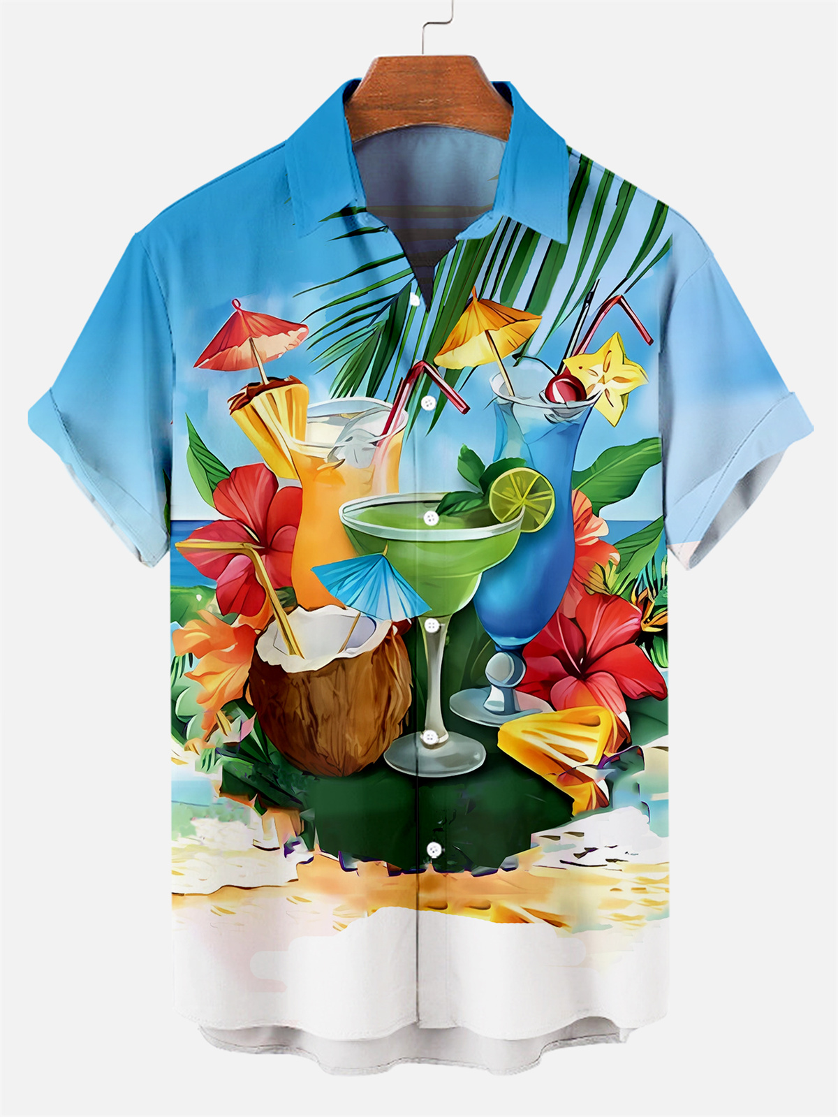 Suitmens Men's Hawaiian Tiki Party Shirt Three-Piece Set 047