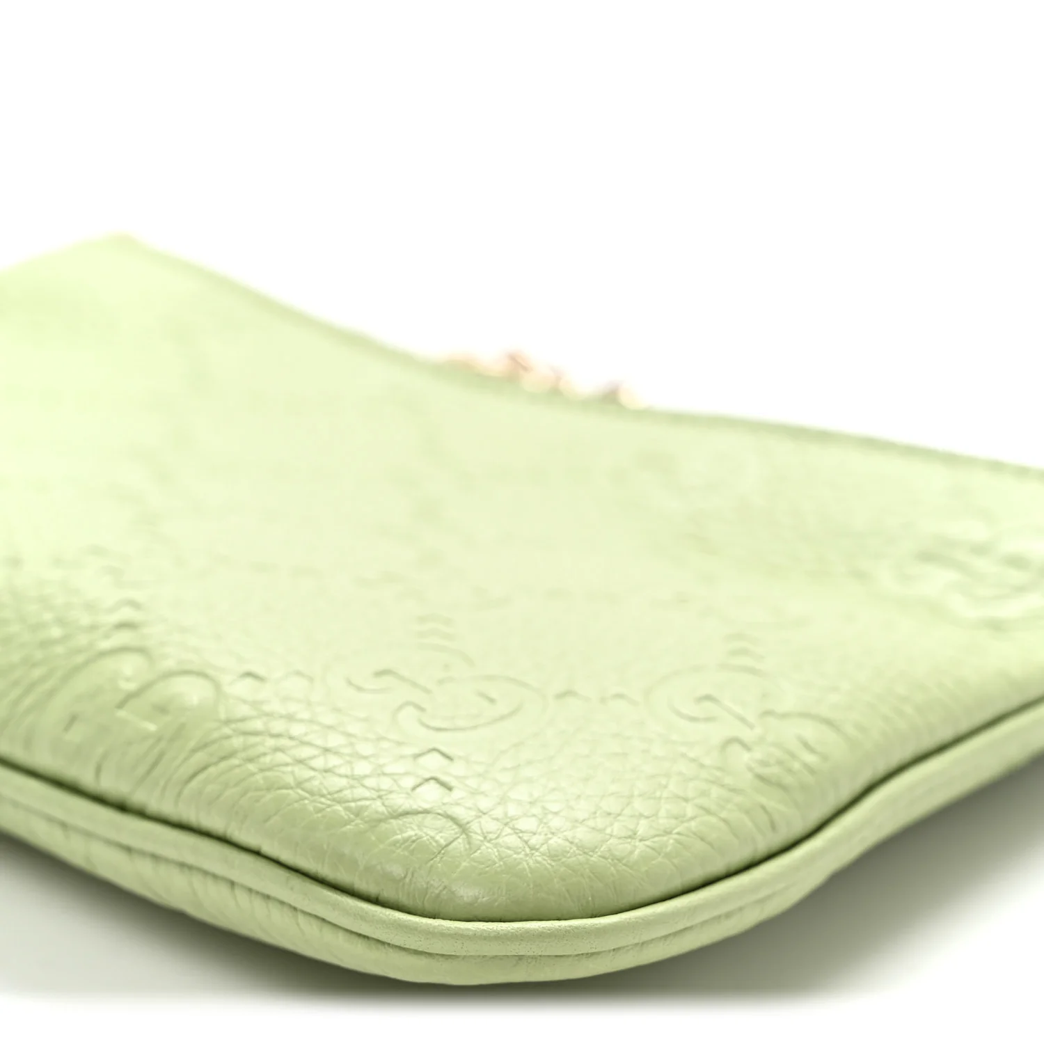 GG Grainy Calfskin Emblem Super Mini Shoulder Bag Sage Leaf - Top Club