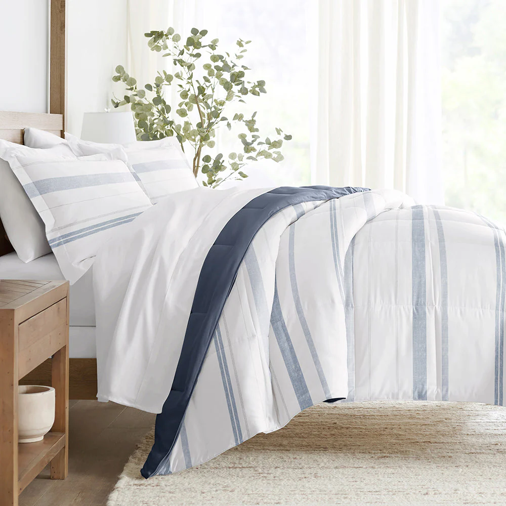 Stitched Stripe Reversible Down-Alternative Comforter Set (Sale)