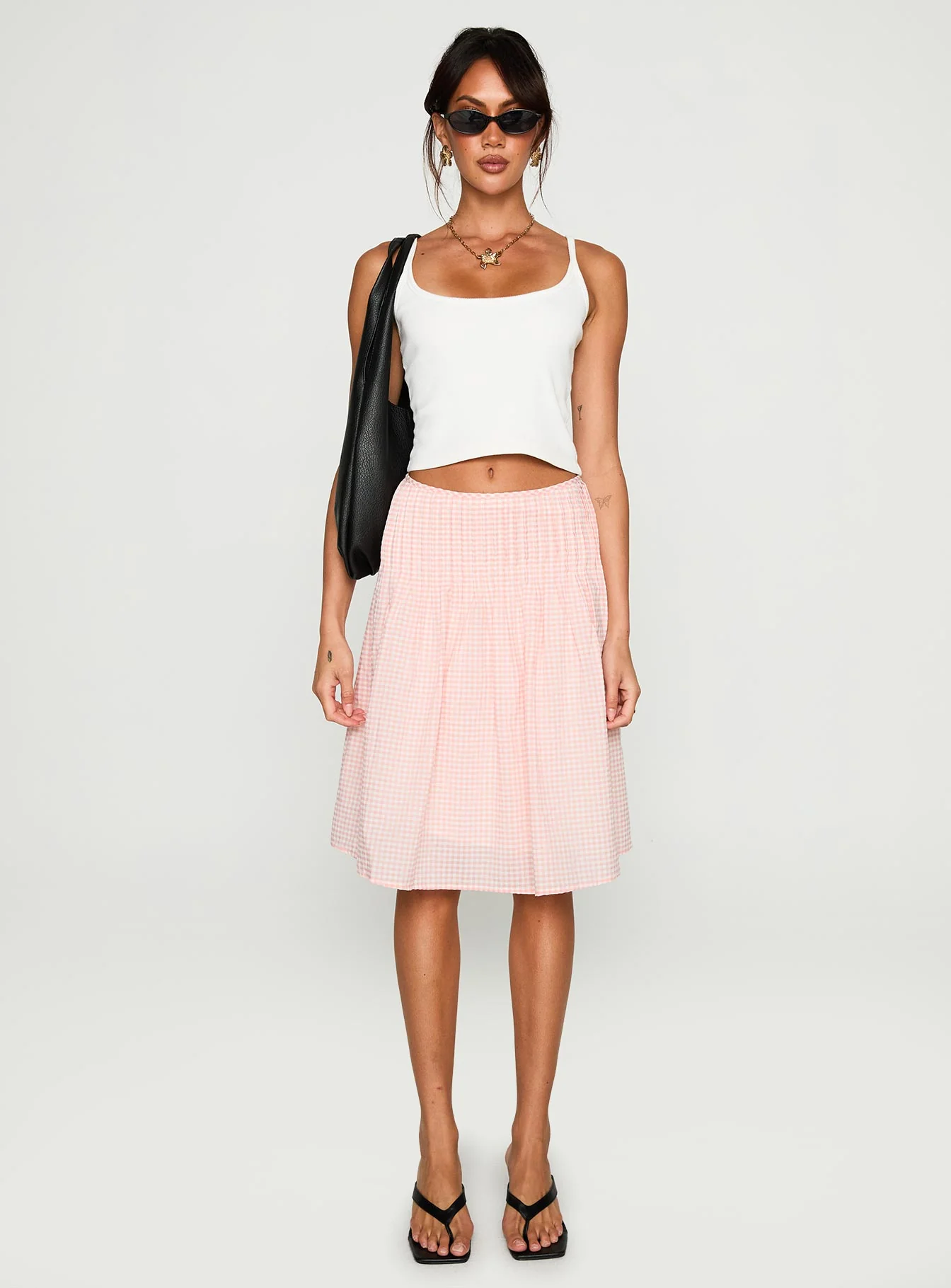 Maryanna Midi Skirt Pink Gingham