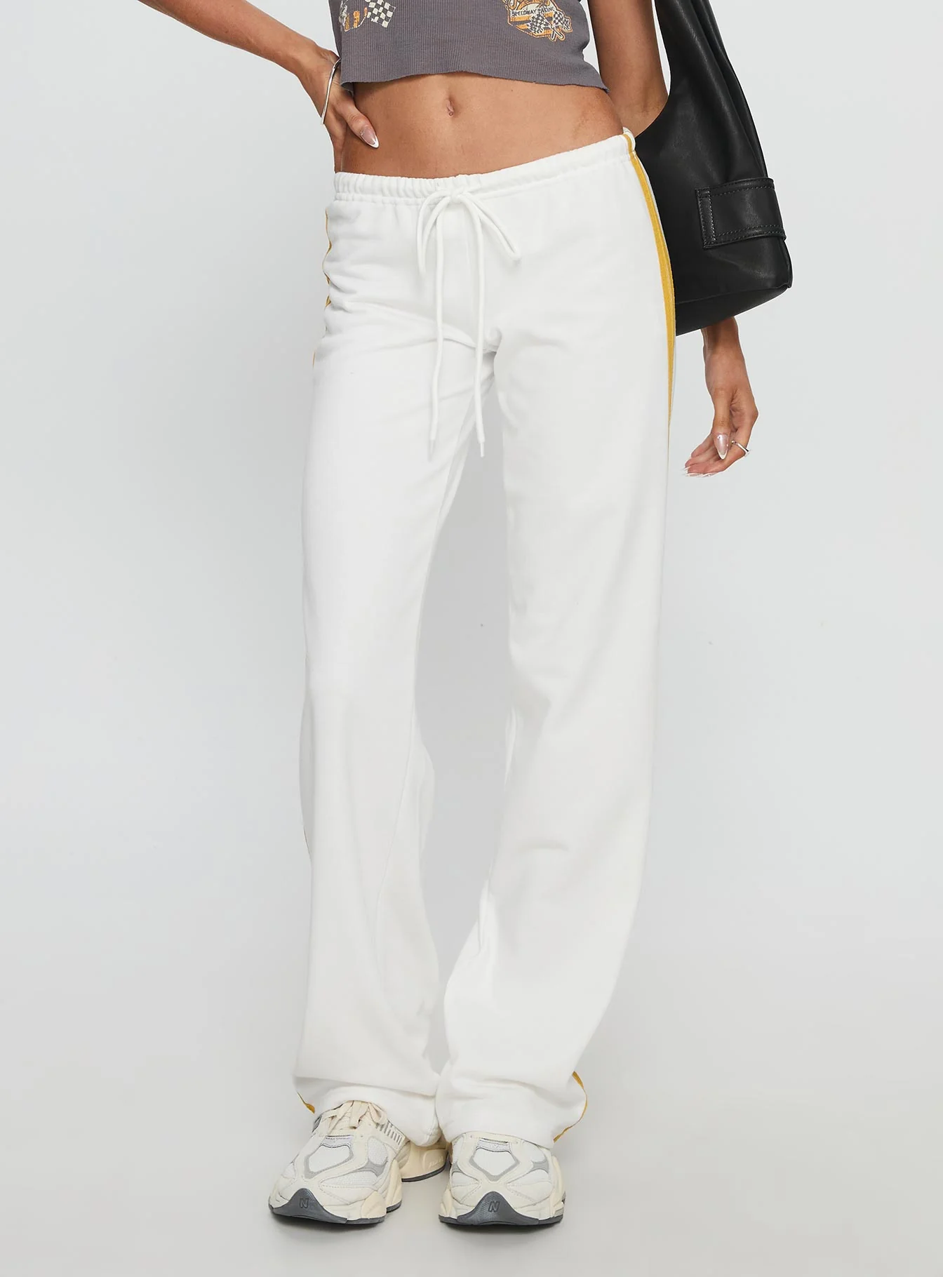Elation Low Rise Straight Leg Track Pant White