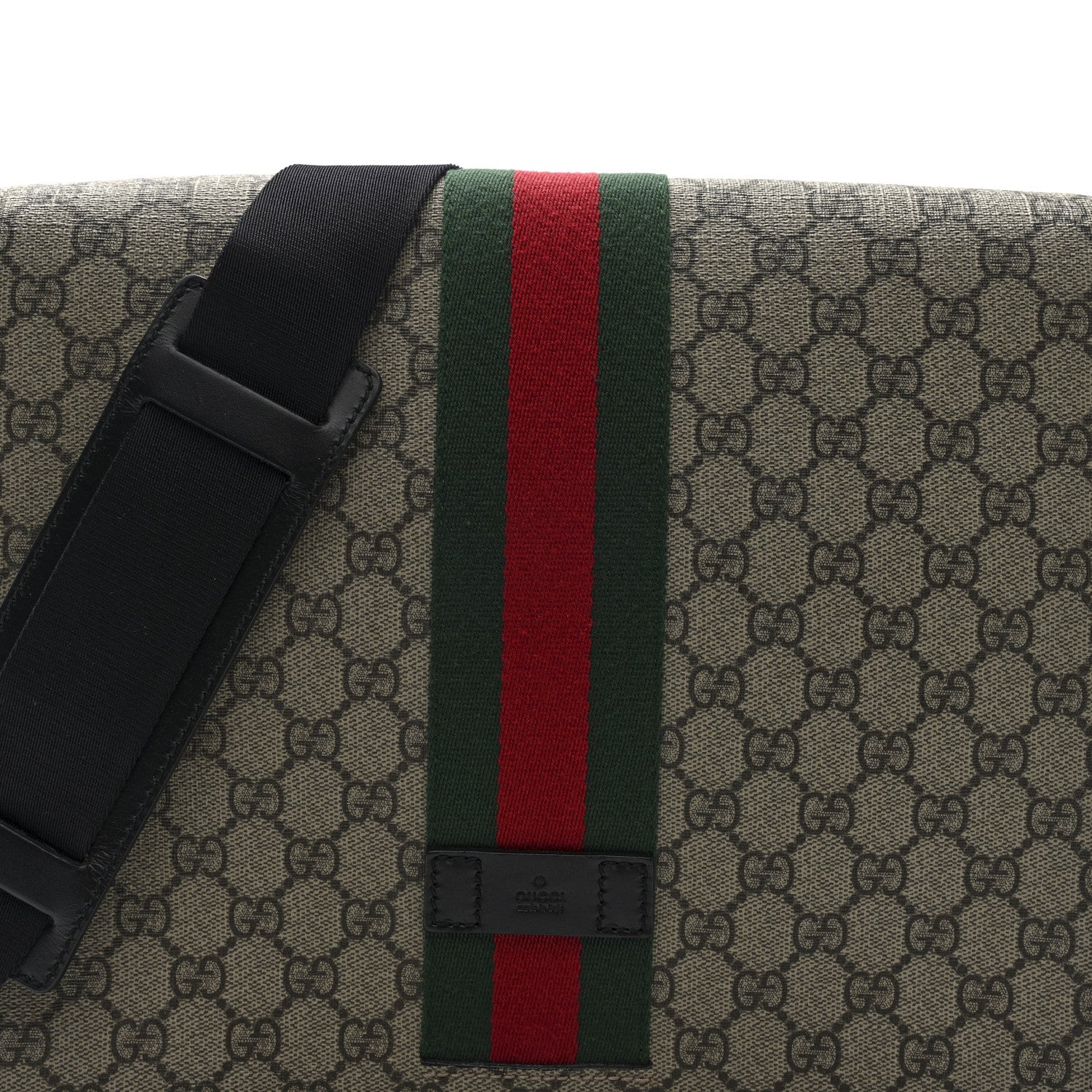 GG Supreme Monogram Web Flap Messenger Bag Black - Top Club