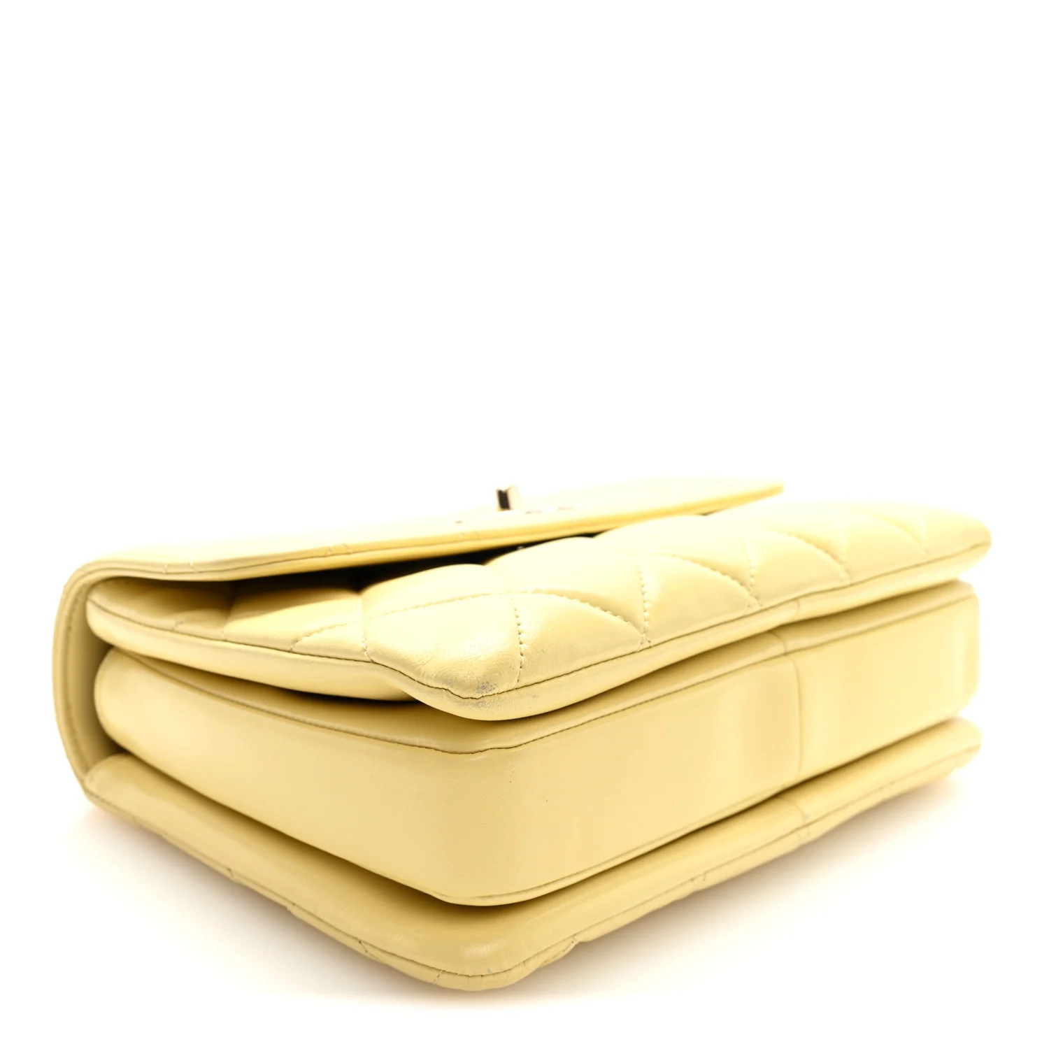 Lambskin Quilted Small Trendy CC Flap Dual Handle Bag Yellow - Top Club