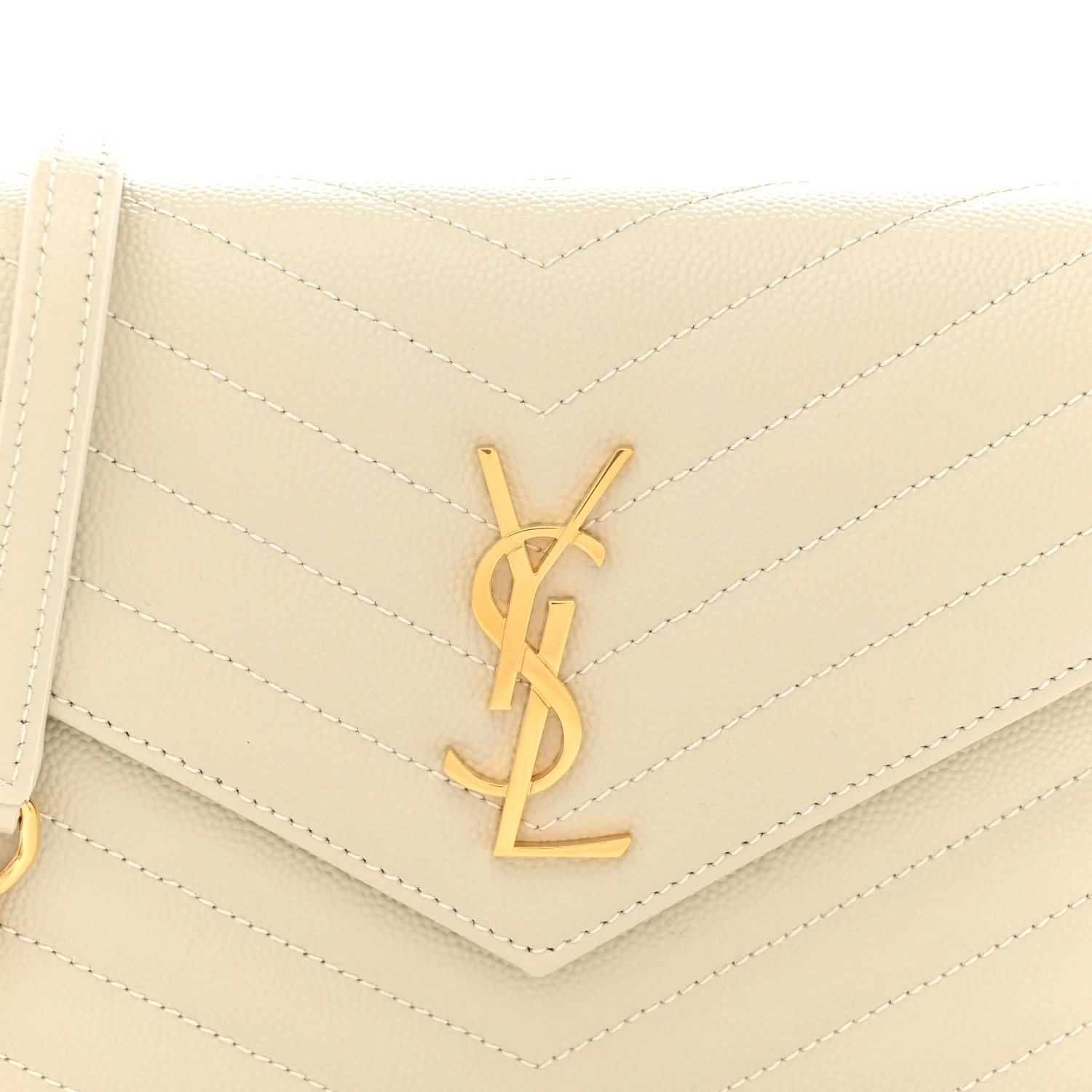 Grain De Poudre Matelasse Chevron Monogram Envelope Chain Wallet Crema Soft - Top Club