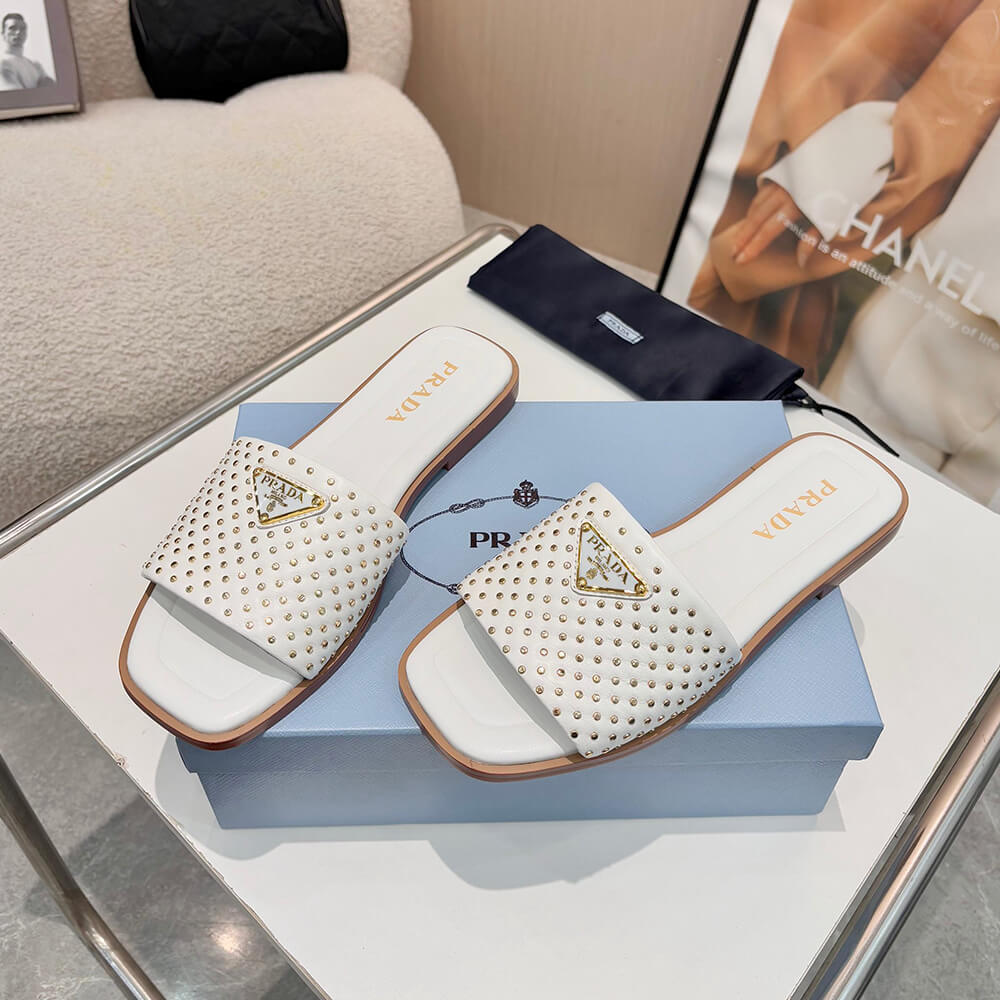Prada Nappa leather slides with studs - Top Club