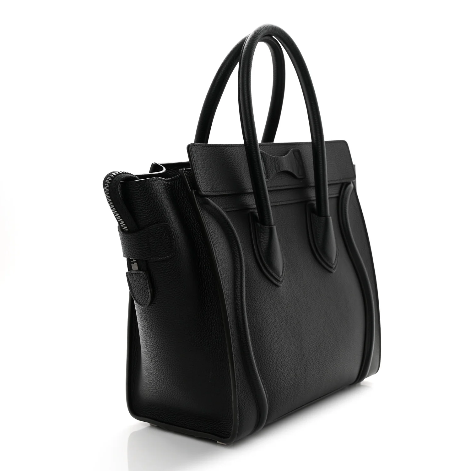 Drummed Calfskin Micro Luggage Black