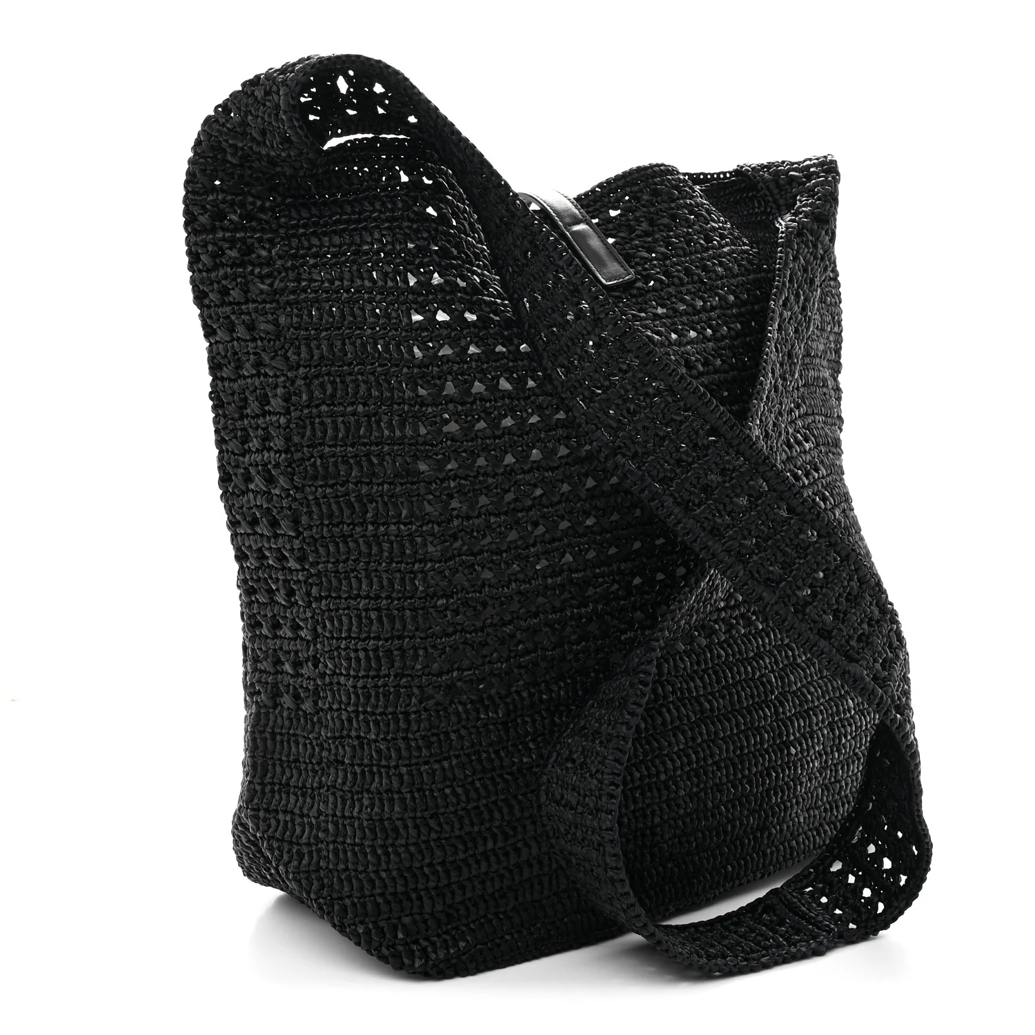 Raffia Monogram Le 5 A 7 Medium Tote Black - Top Club