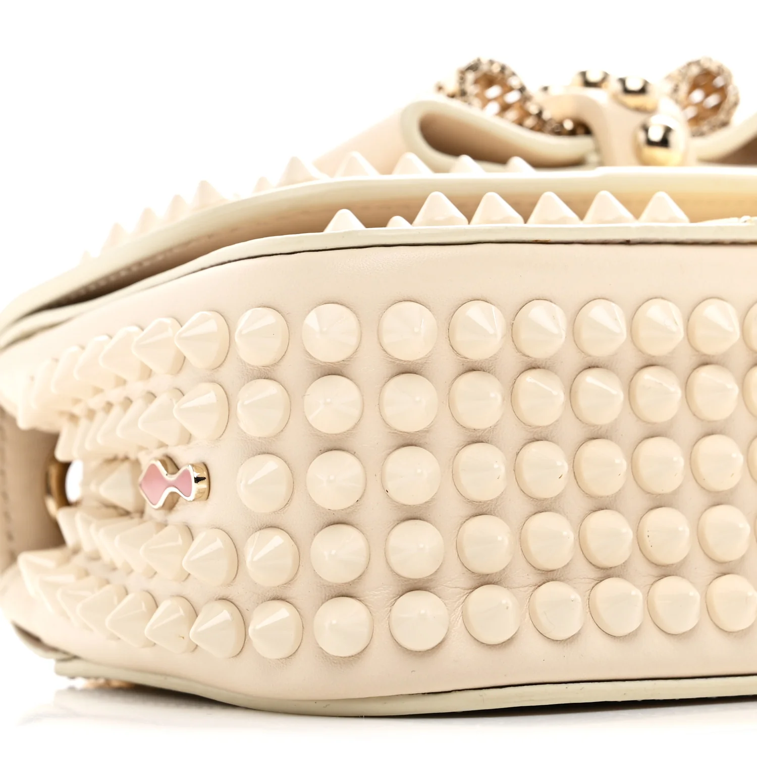 Calfskin Spikes Sweety Charity Shoulder Bag Beige - Top Club