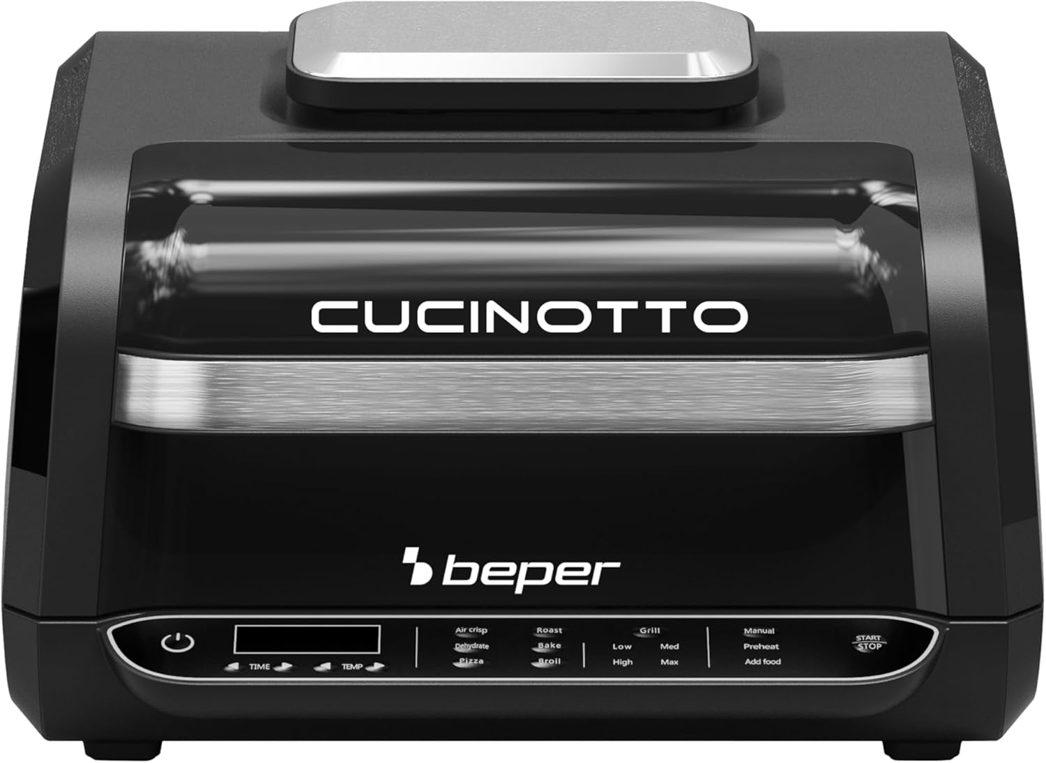 BEPER P101FRI080 CUCINOTTO Grill e Friggitrice ad Aria Multifunzione con 8 Programmi - Friggitrice ad Aria, Barbecue, Forno, Piastra Cucina ed Essiccatore + Accessori Inclusi