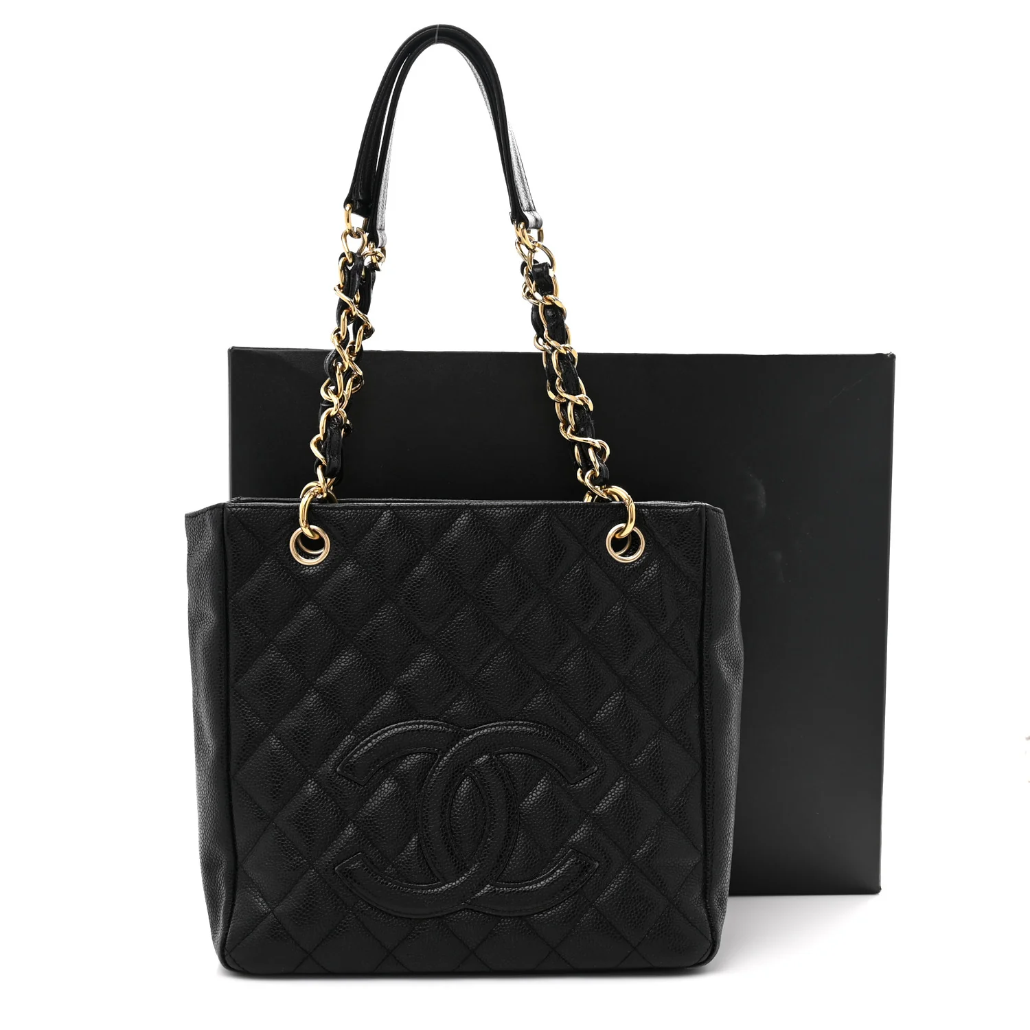 Caviar Quilted Petit Shopping Tote PST Black - Top Club