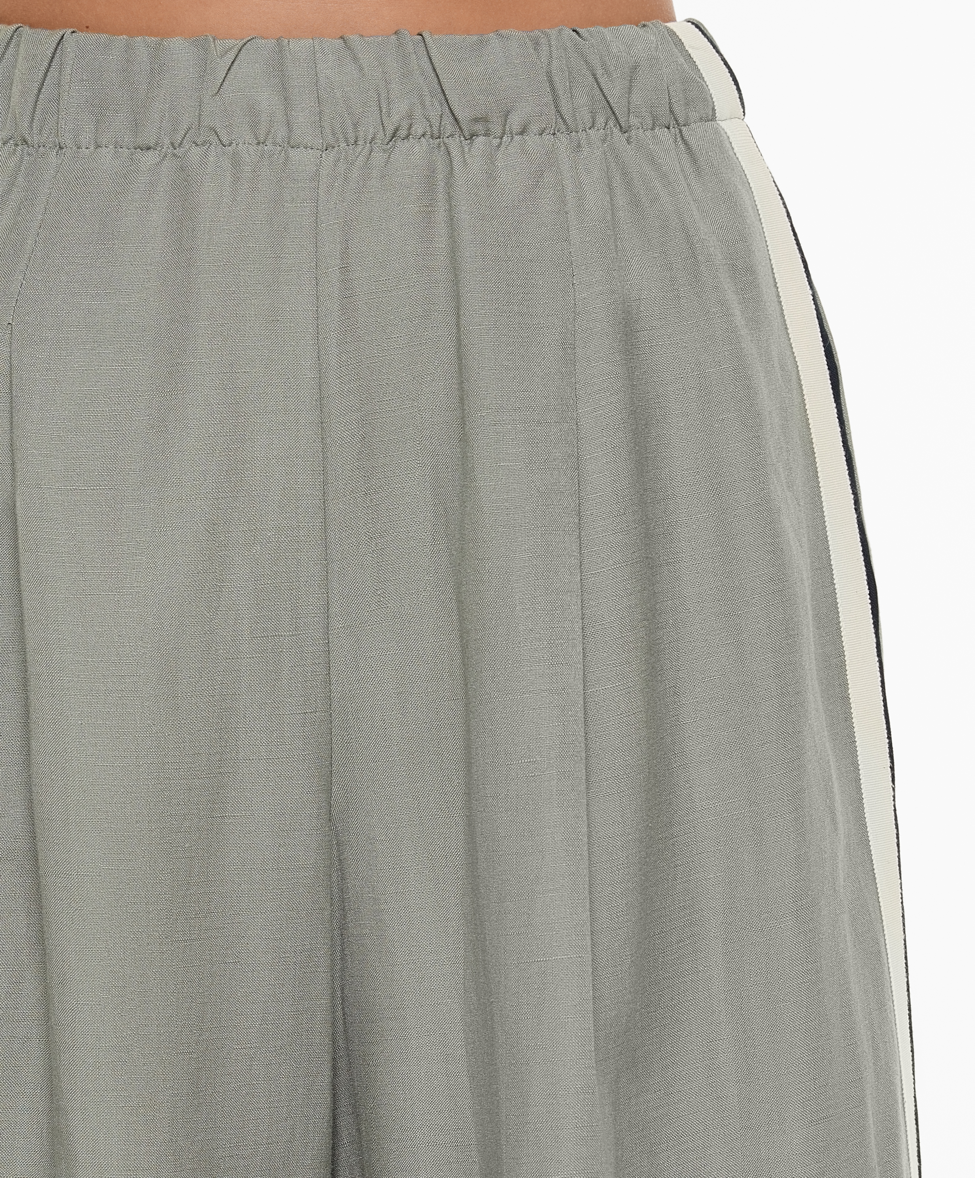 OYSHO Trousers with linen appliqué along the sides