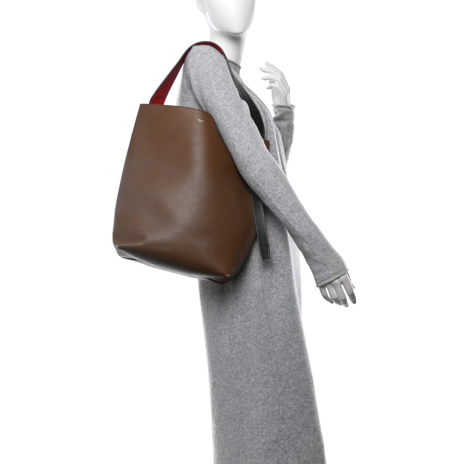 Shiny Smooth Calfskin Small Twisted Cabas Camel Brick - Top Club