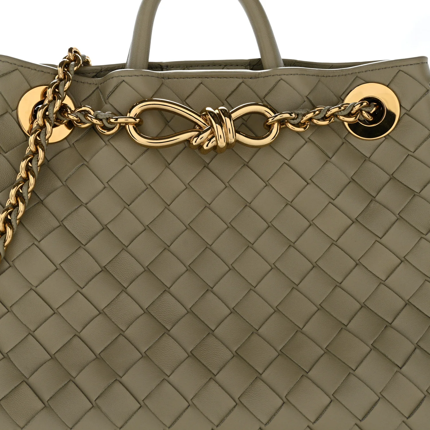 Nappa Intrecciato Small Andiamo With Chain Shoulder Bag Travertine - Top Club