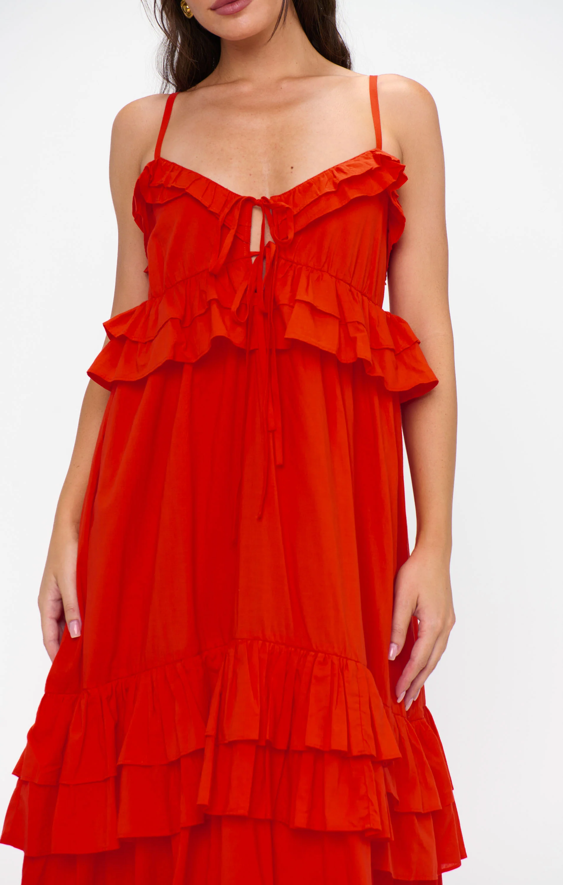 Freya Maxi Dress ~ Rouge Red Voile