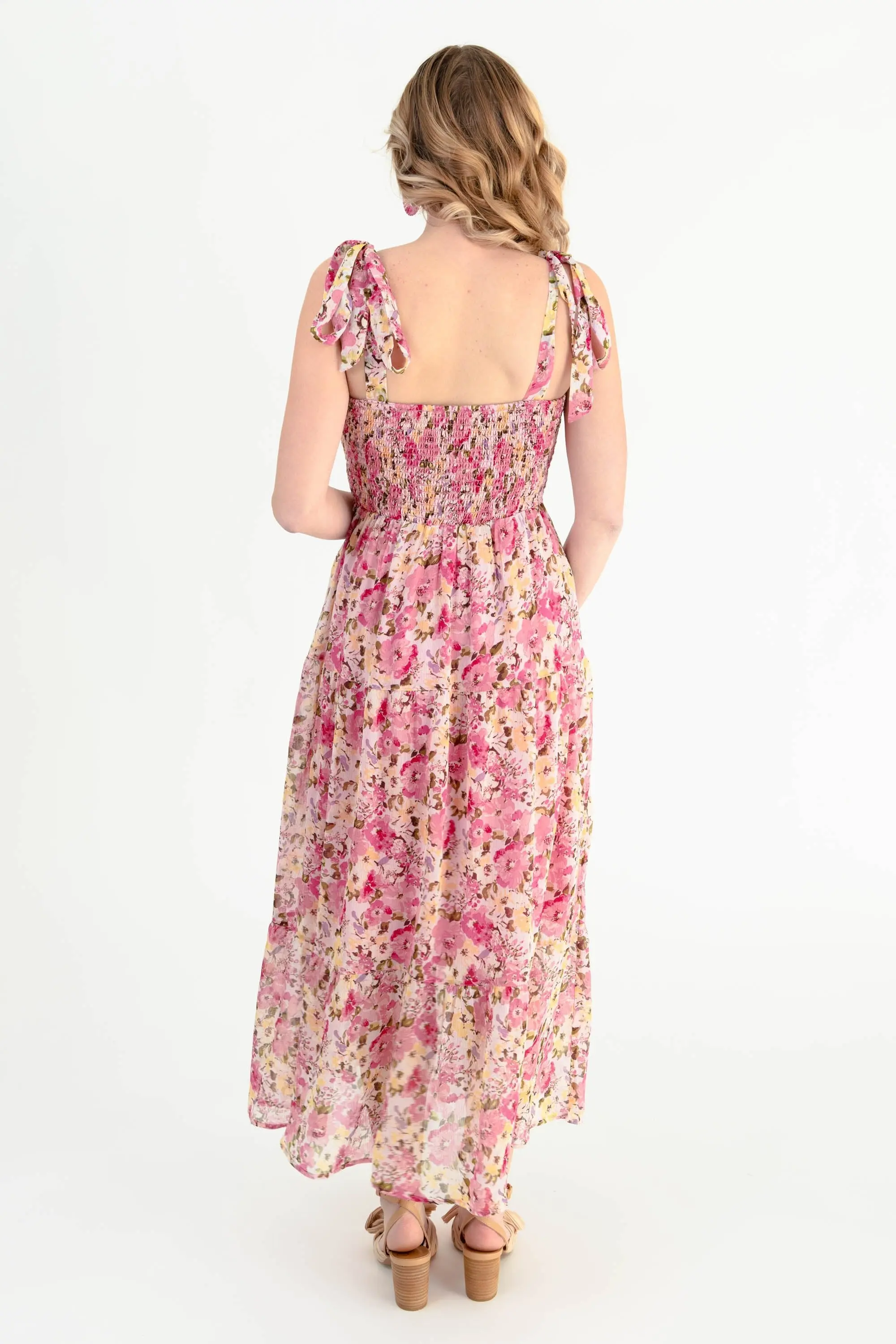 Enchanted Moments Floral Smocked Maxi Dress - ALJEGJ