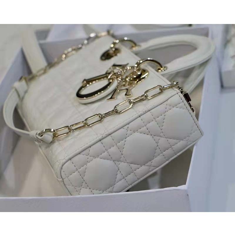 CD Women CD Lady D-Joy Bag Latte Cannage Lambskin - Top Club